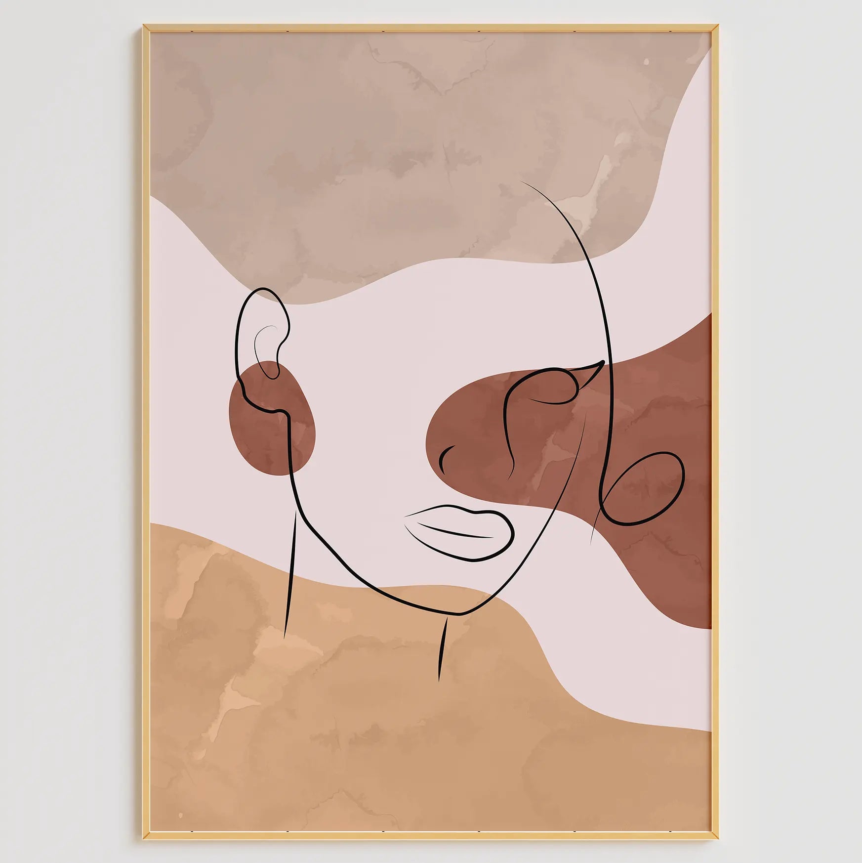 テラコッタベージュの女性ラインアート抽象ポスター 北欧ボヘミアン 3枚セット