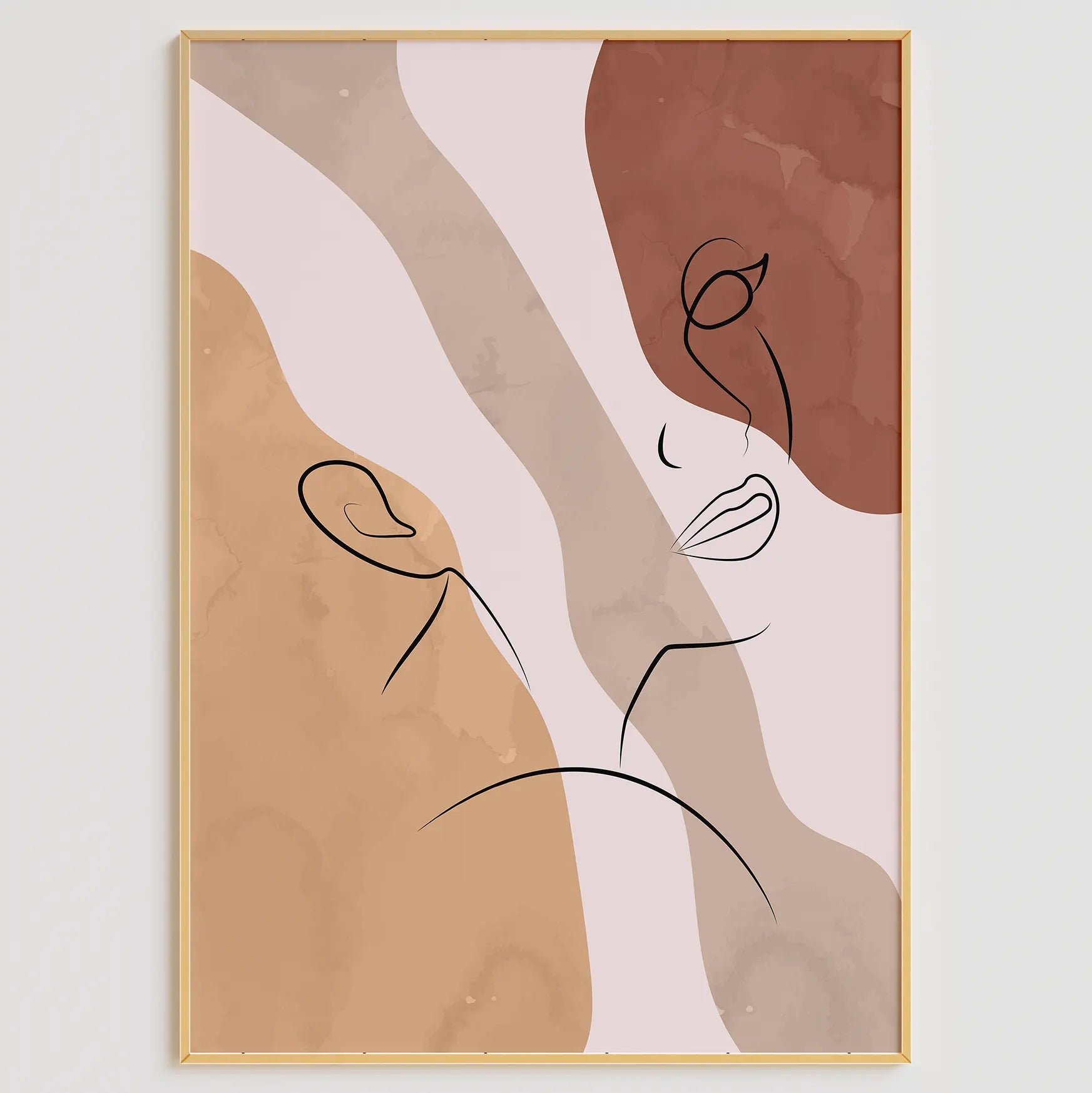 テラコッタベージュの女性ラインアート抽象ポスター 北欧ボヘミアン 3枚セット