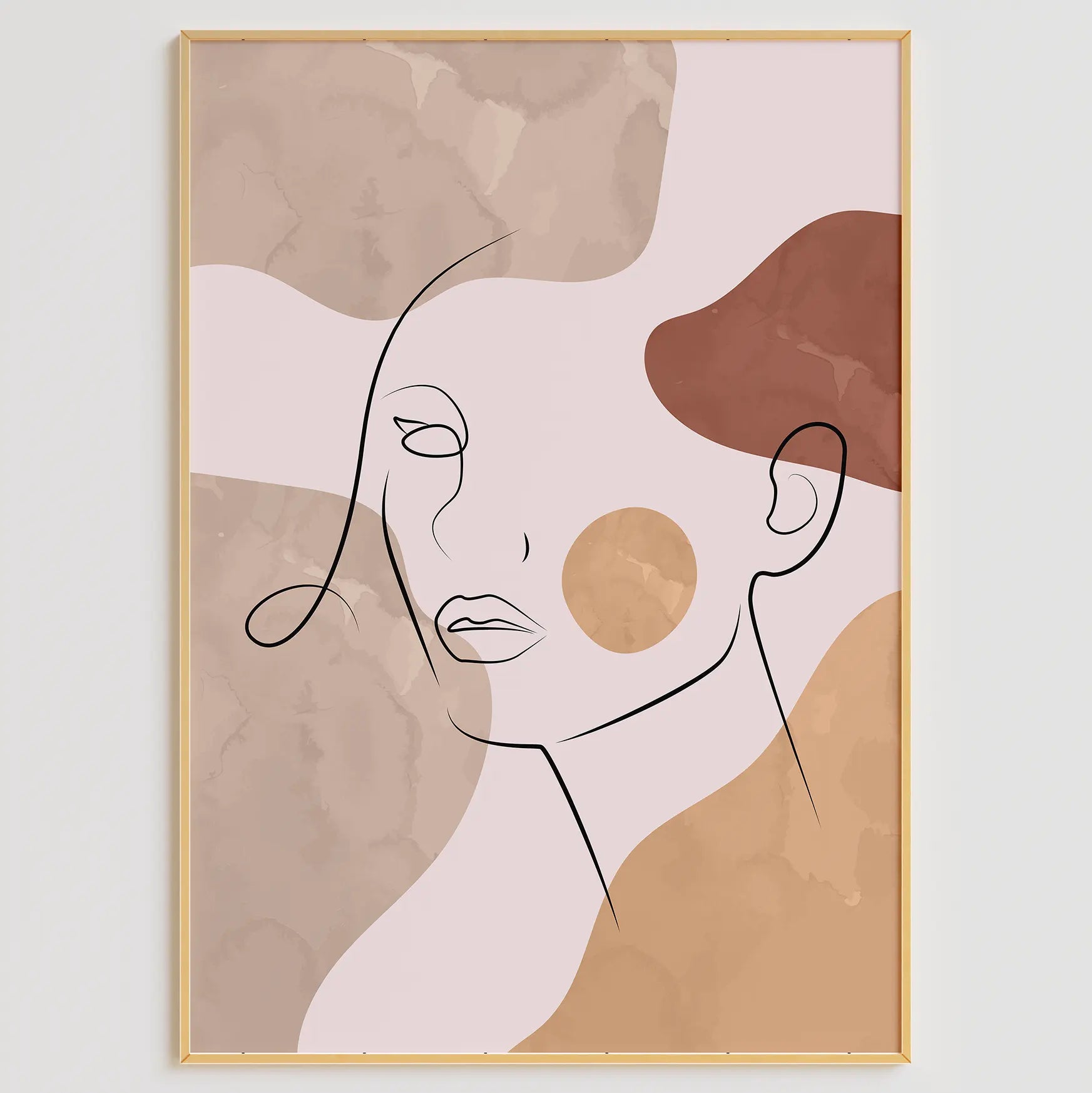 テラコッタベージュの女性ラインアート抽象ポスター 北欧ボヘミアン 3枚セット
