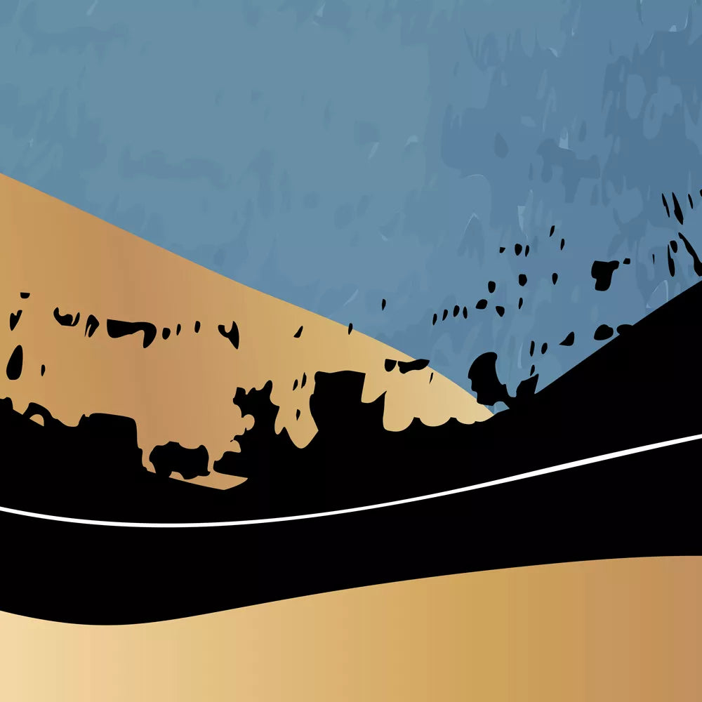 青と金の抽象的な山の風景アートポスター3枚セット