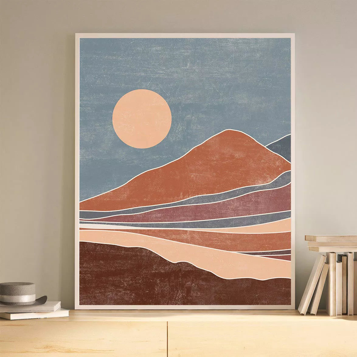 抽象的な山の風景アート3枚セット、モダンなインテリアデザイン