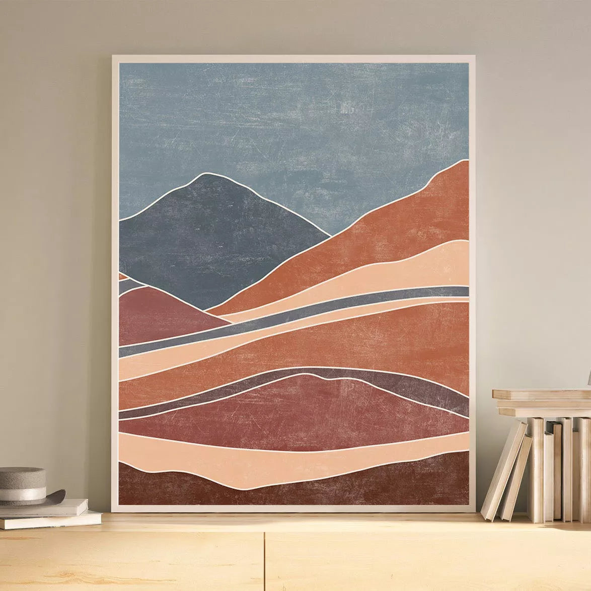 抽象的な山の風景アート3枚セット、モダンなインテリアデザイン