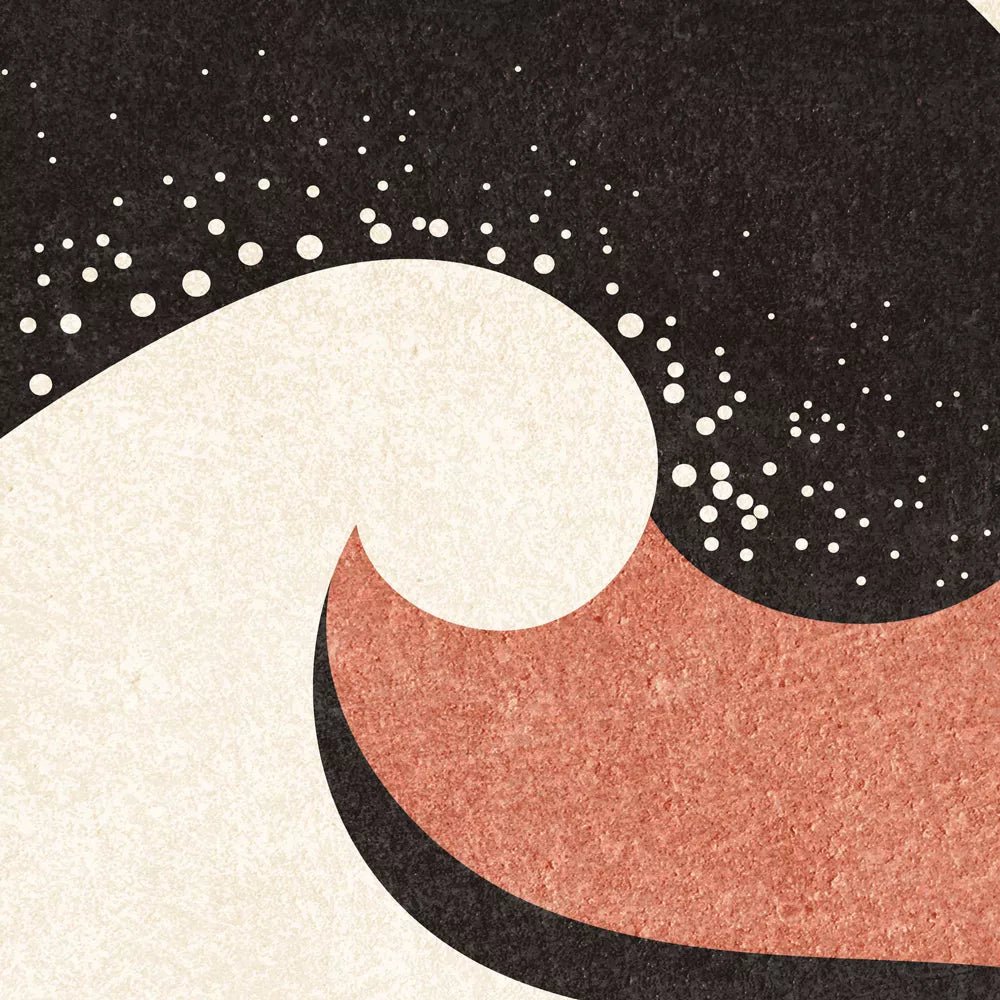 北欧風抽象アート 波と月と山のトリプティックポスター