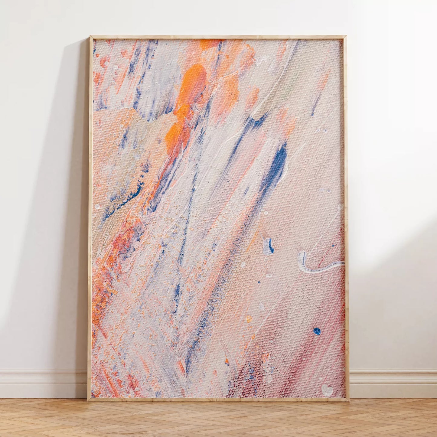 抽象画ピンクとブルーの現代アートポスター