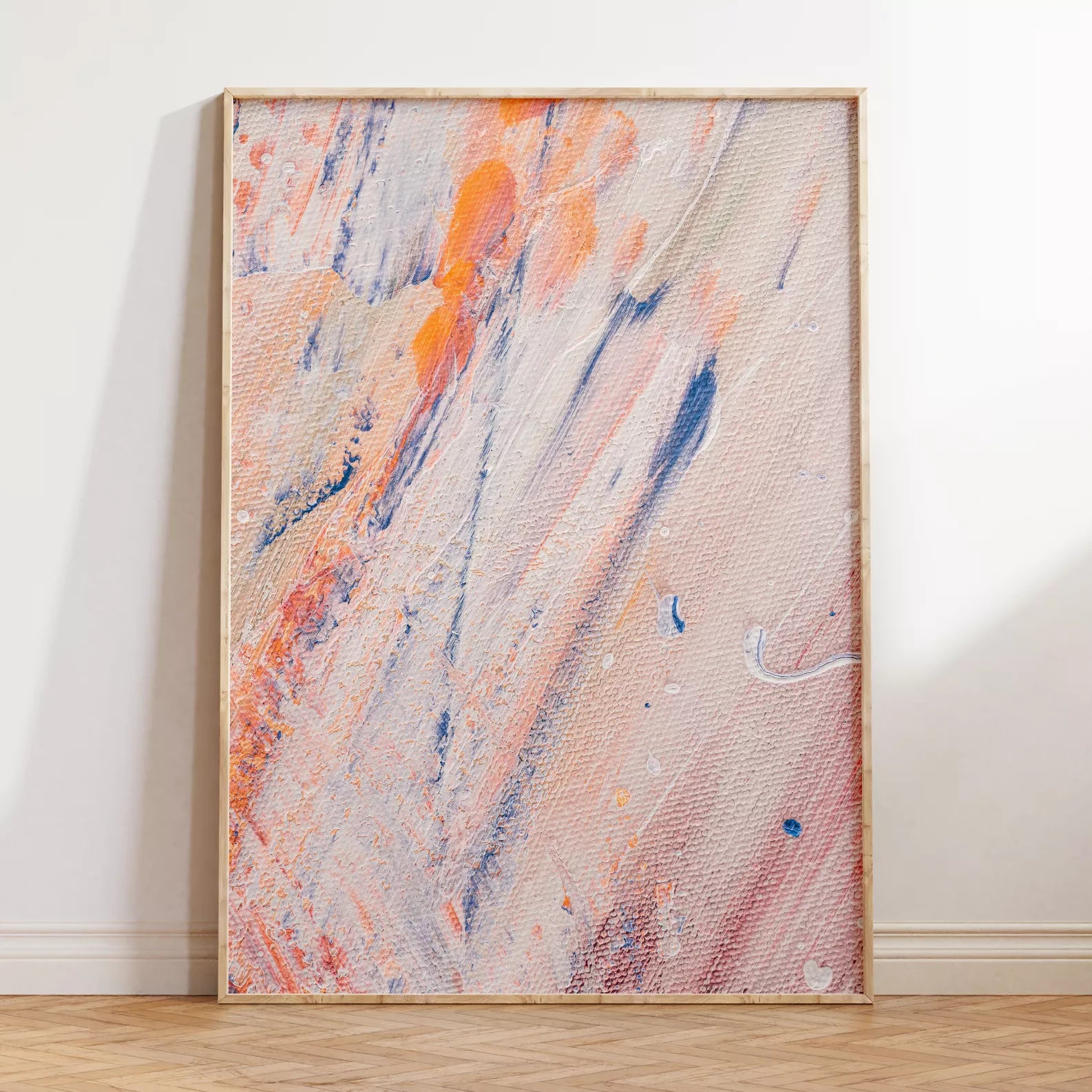 抽象画ピンクとブルーの現代アートポスター