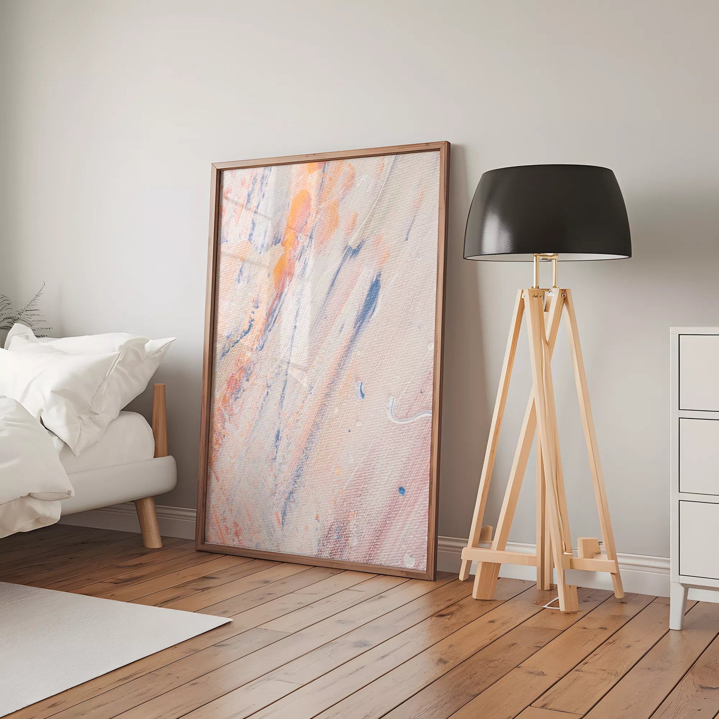 抽象画ピンクとブルーの現代アートポスター