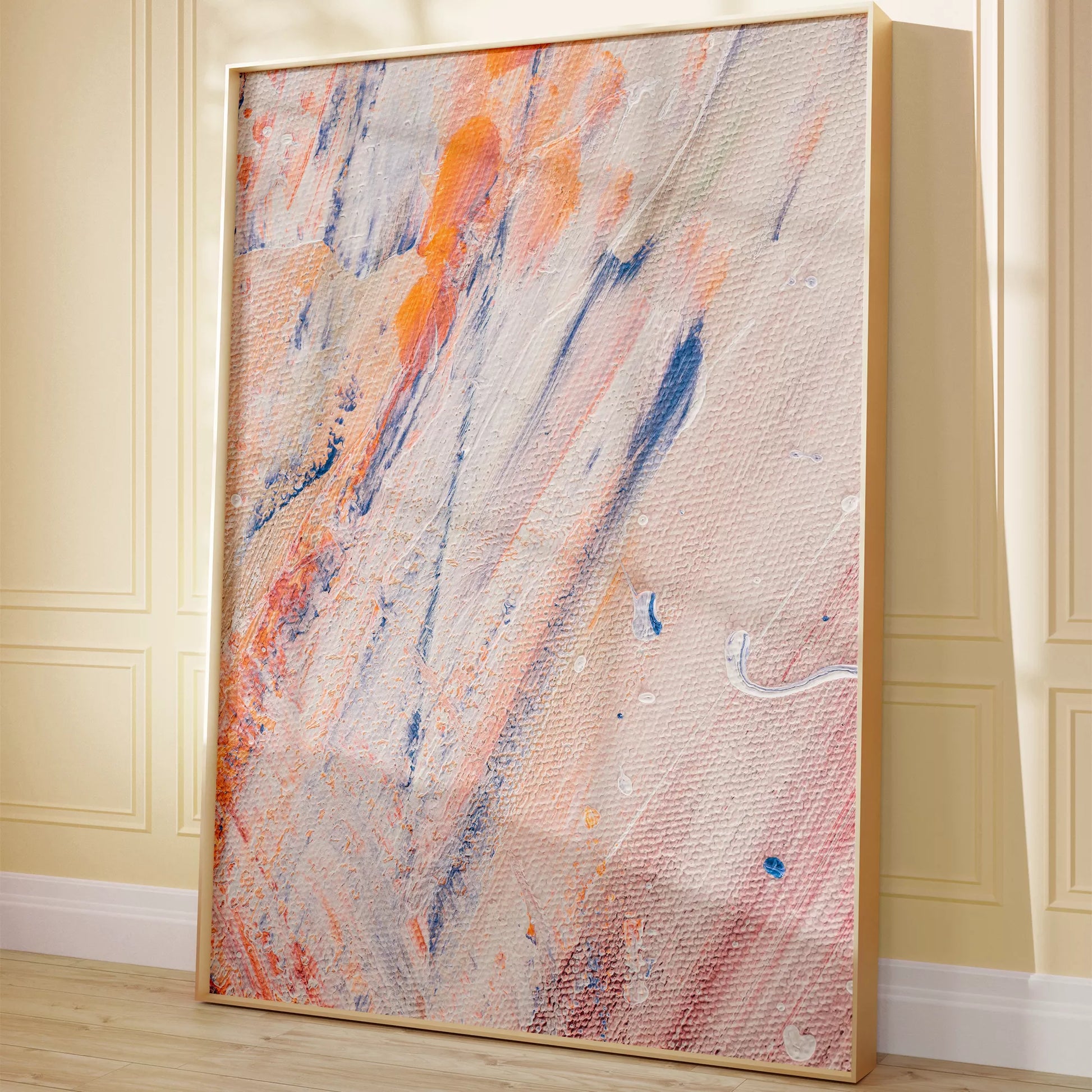 抽象画ピンクとブルーの現代アートポスター