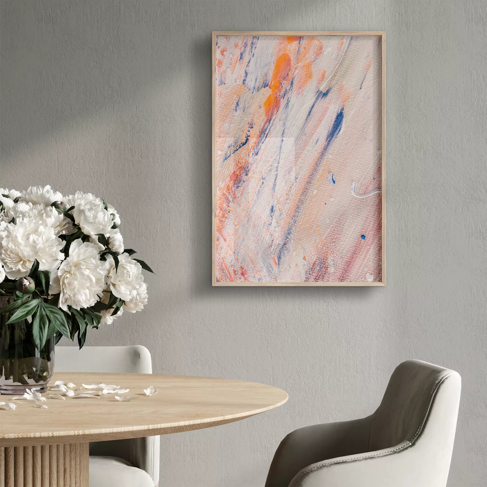 抽象画ピンクとブルーの現代アートポスター