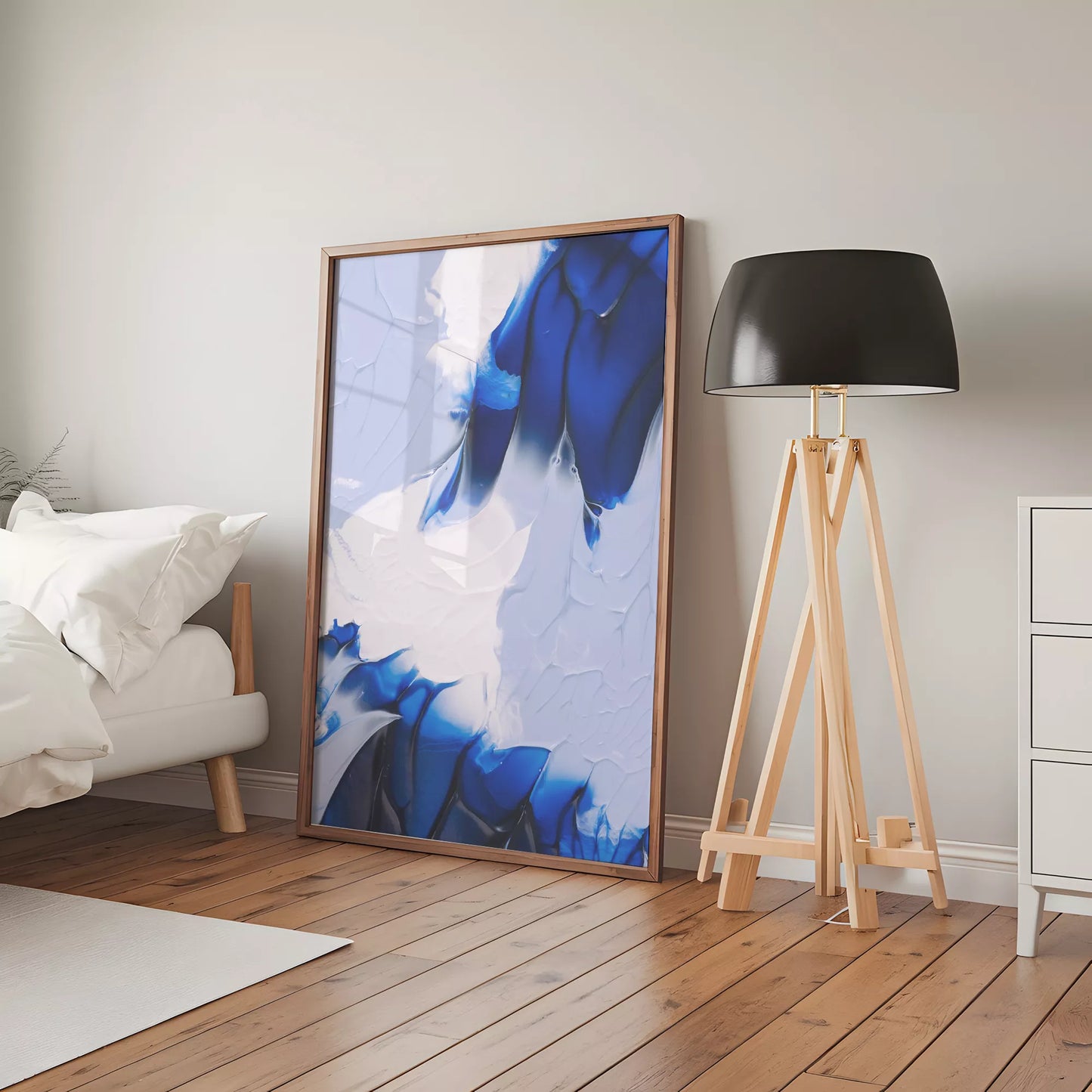 抽象画モダンブルーの壁掛けアートポスター