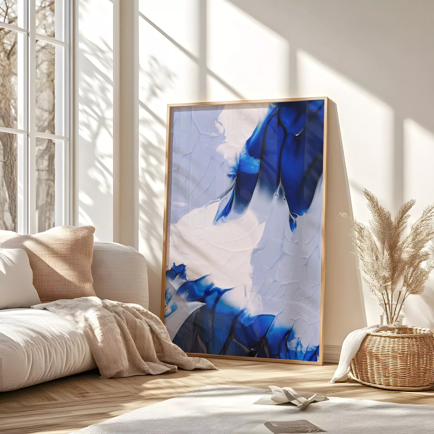 抽象画モダンブルーの壁掛けアートポスター