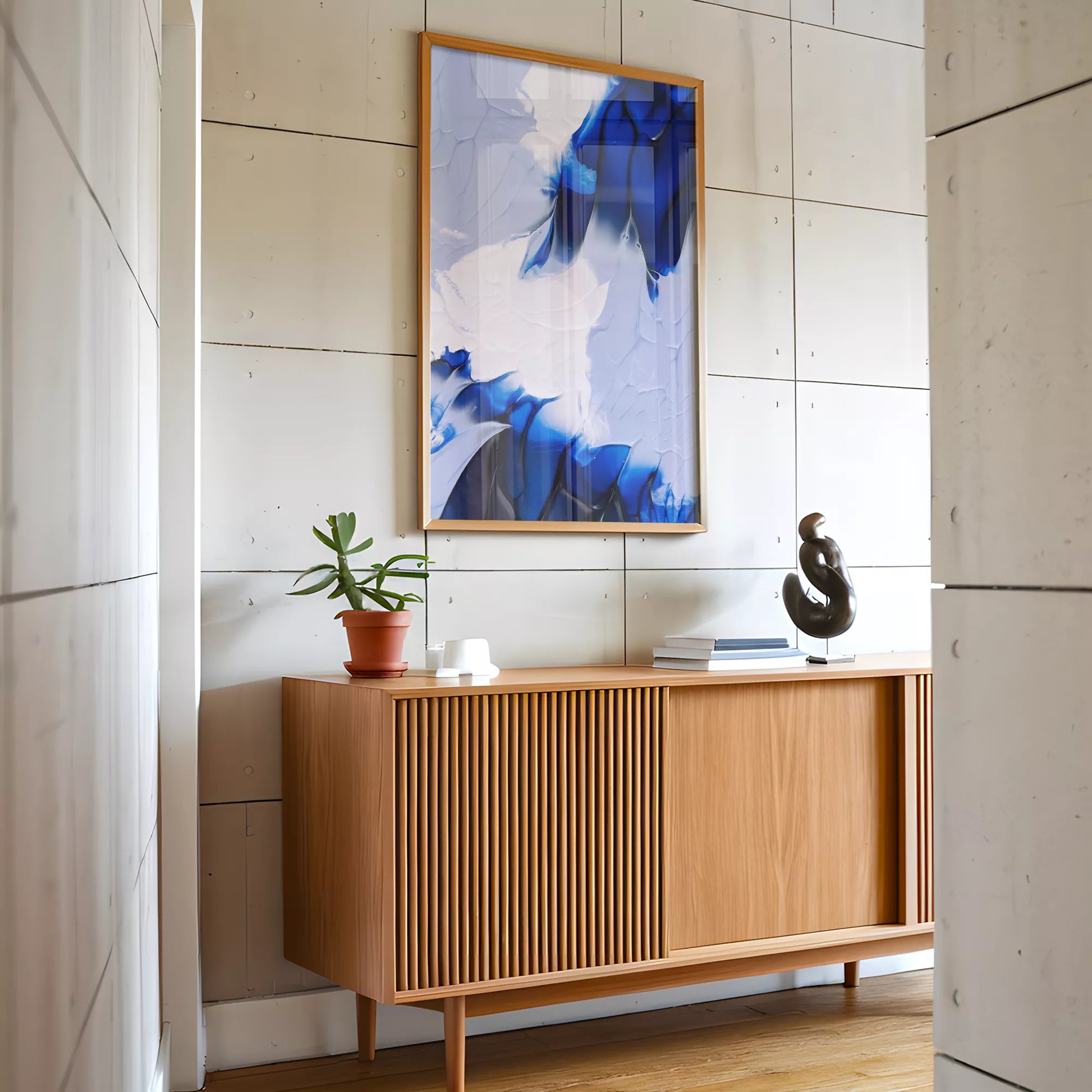 抽象画モダンブルーの壁掛けアートポスター