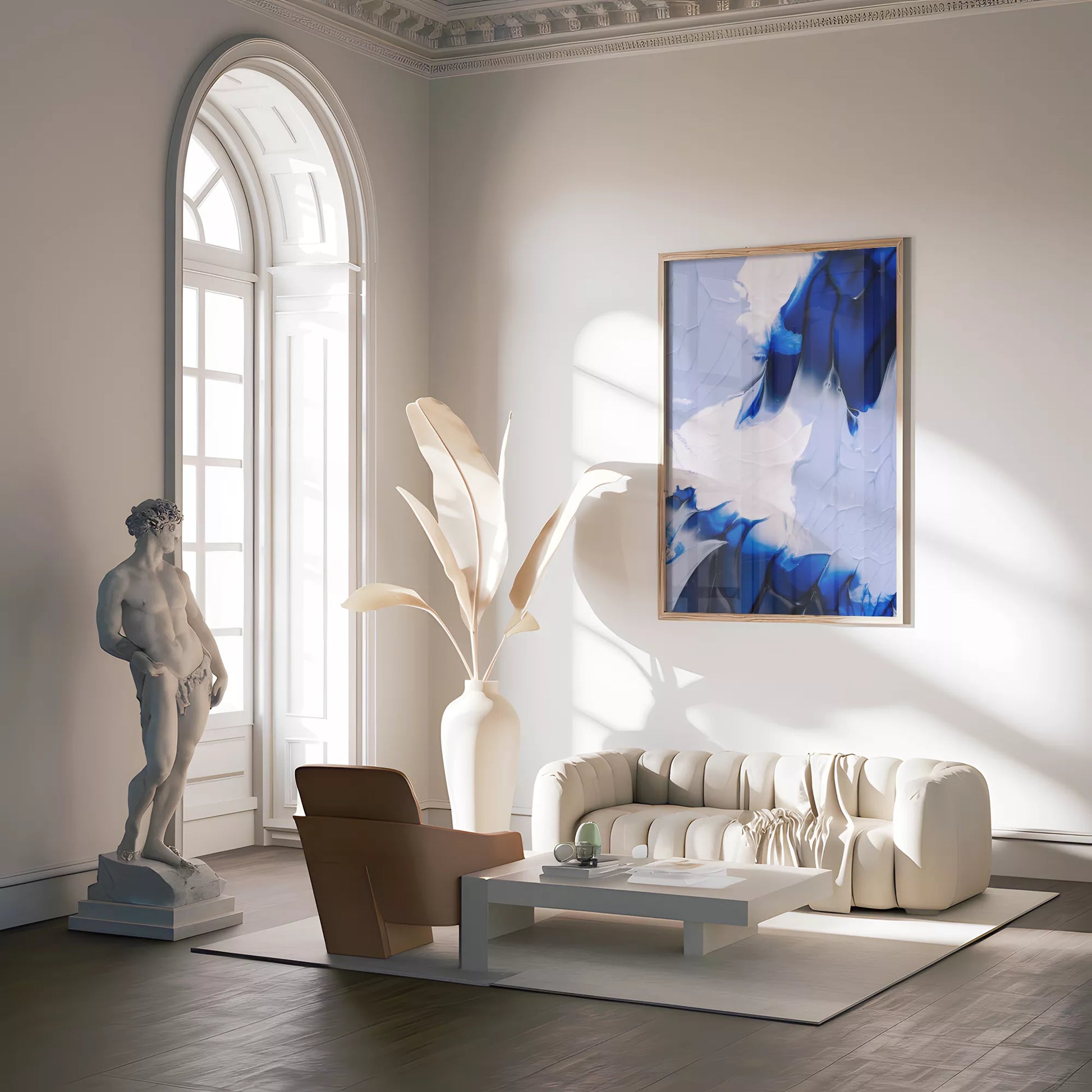 抽象画モダンブルーの壁掛けアートポスター