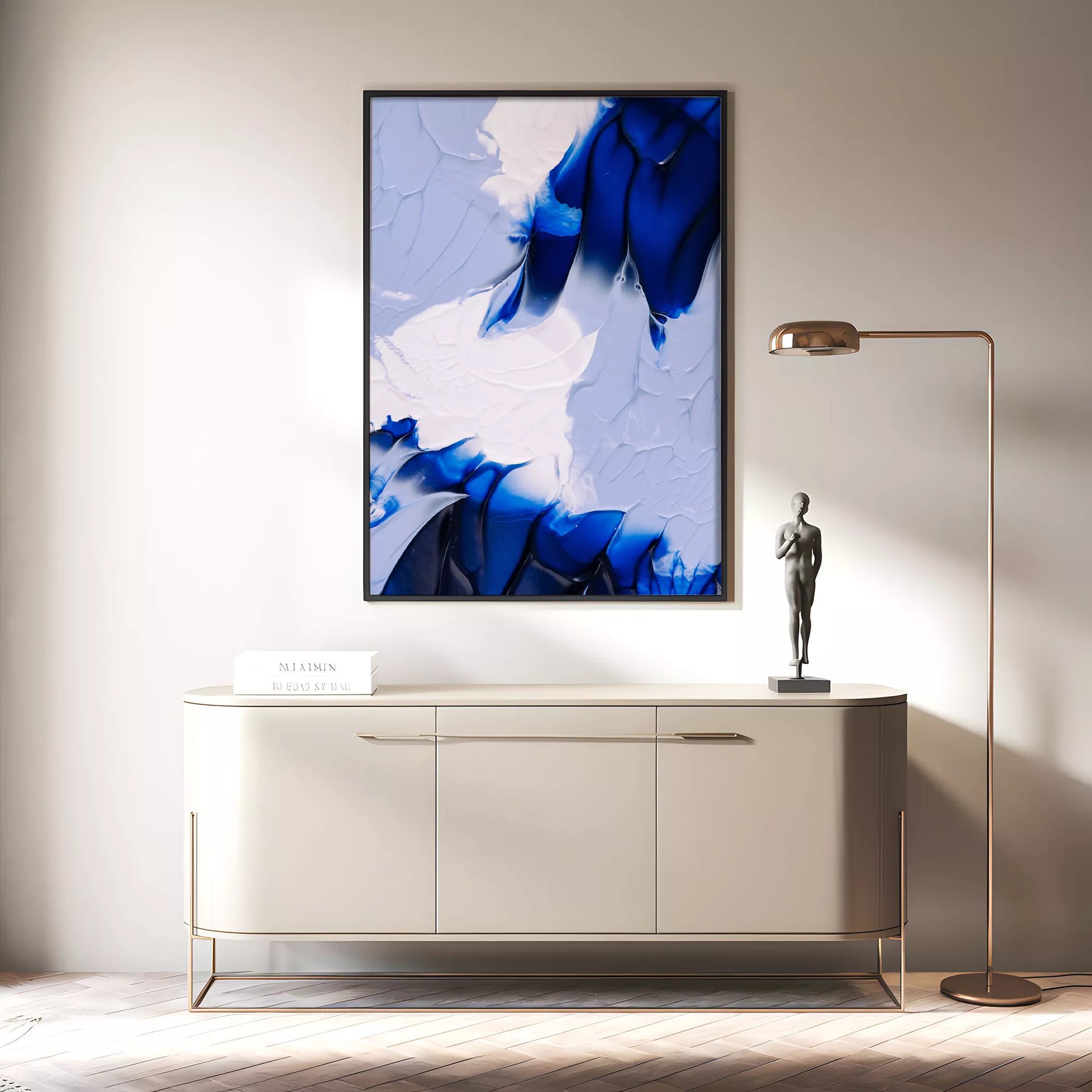 抽象画モダンブルーの壁掛けアートポスター