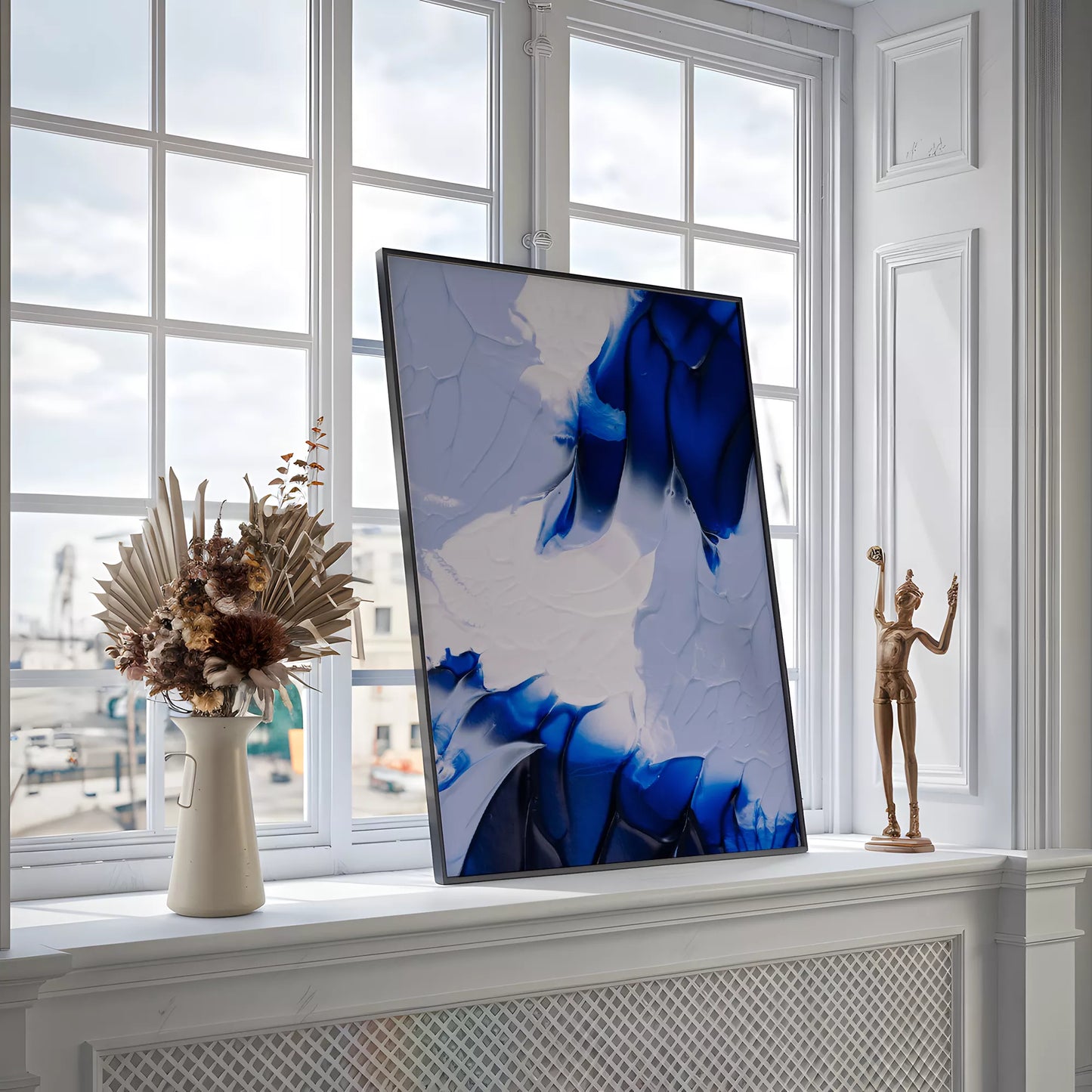 抽象画モダンブルーの壁掛けアートポスター