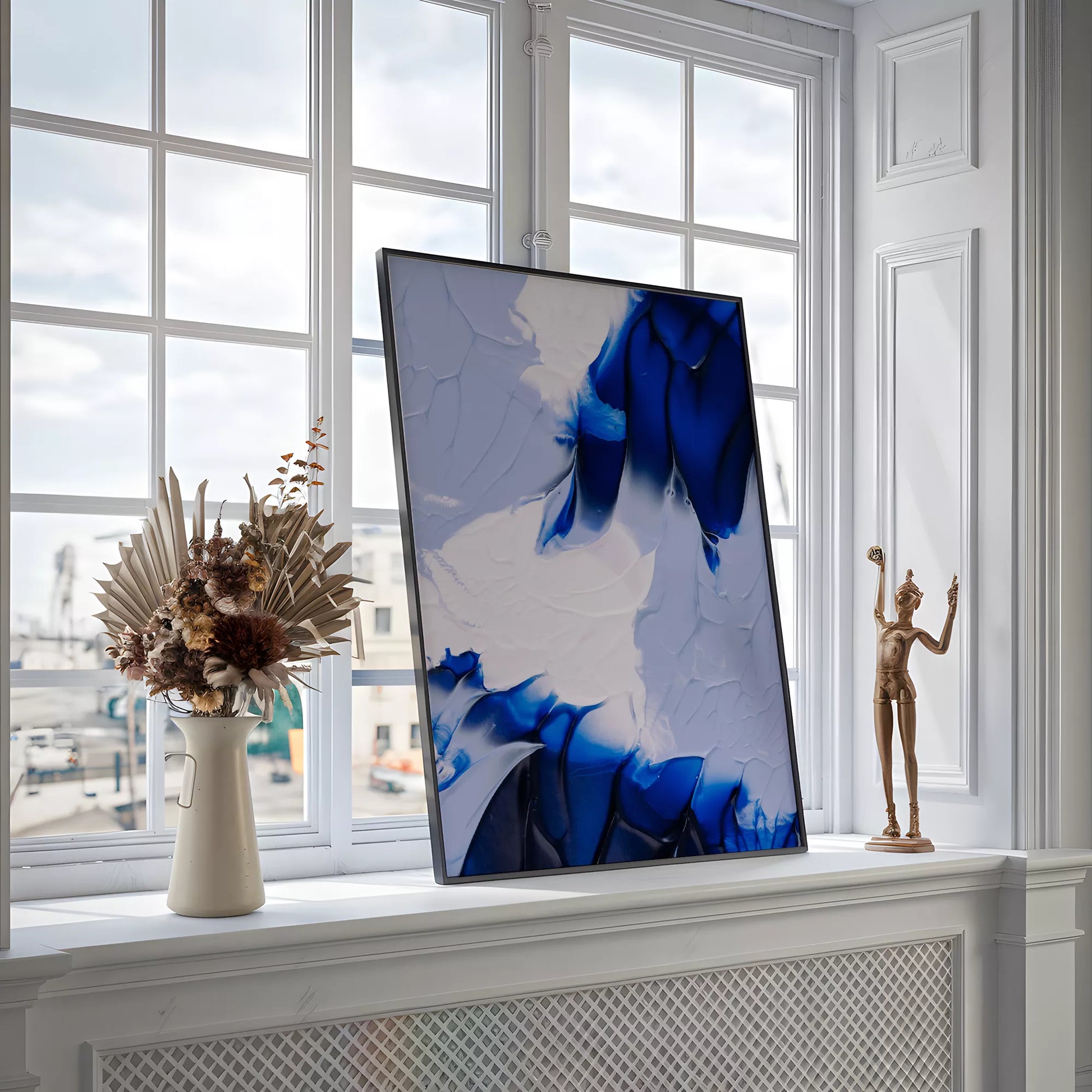 抽象画モダンブルーの壁掛けアートポスター