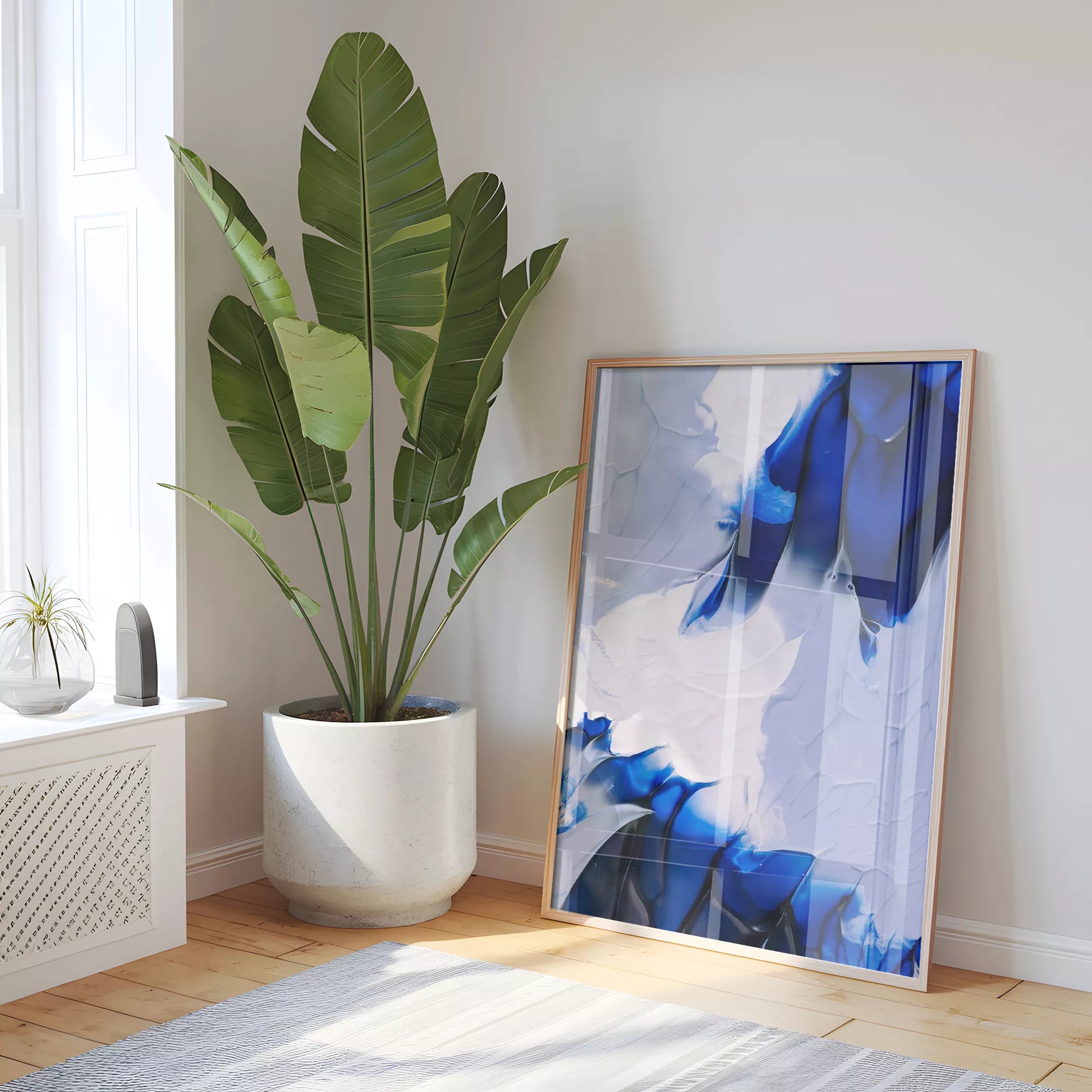 抽象画モダンブルーの壁掛けアートポスター