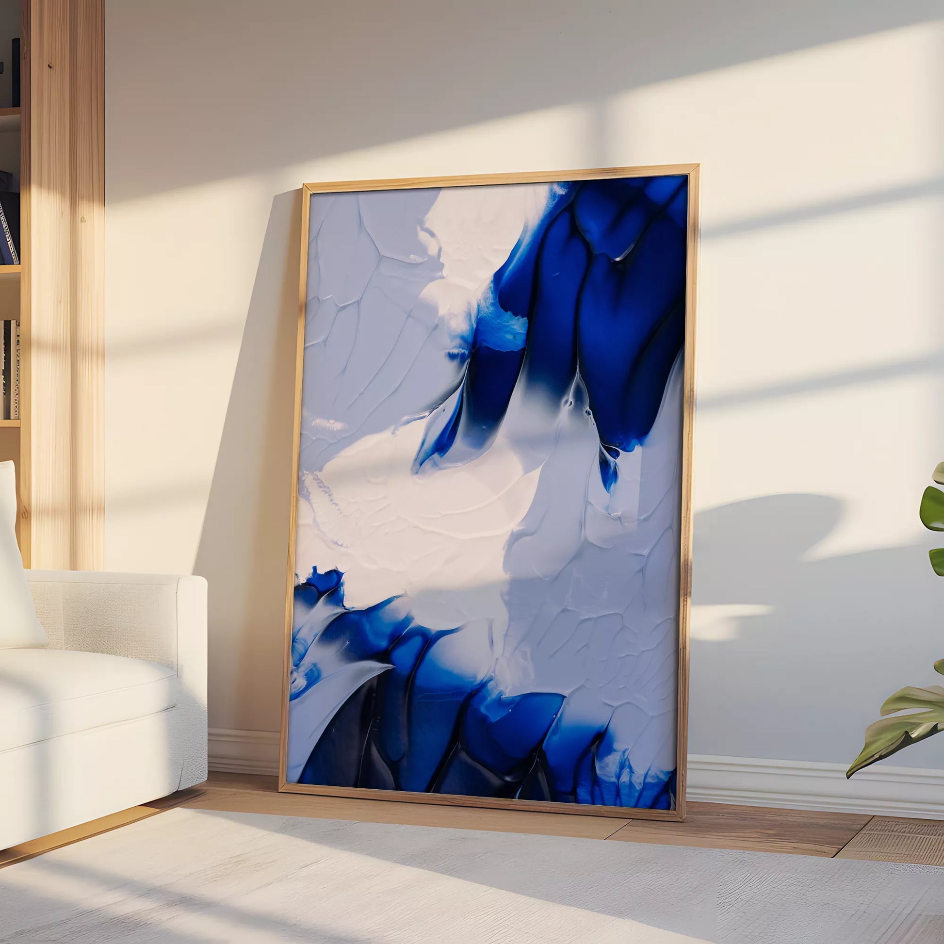抽象画モダンブルーの壁掛けアートポスター