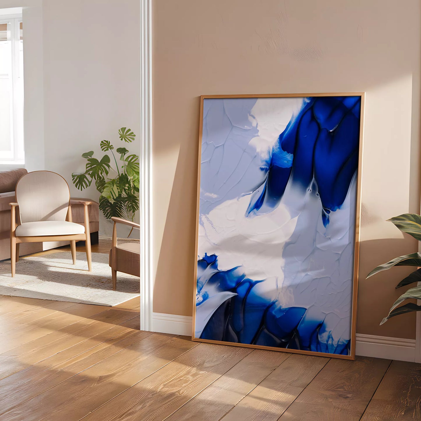 抽象画モダンブルーの壁掛けアートポスター