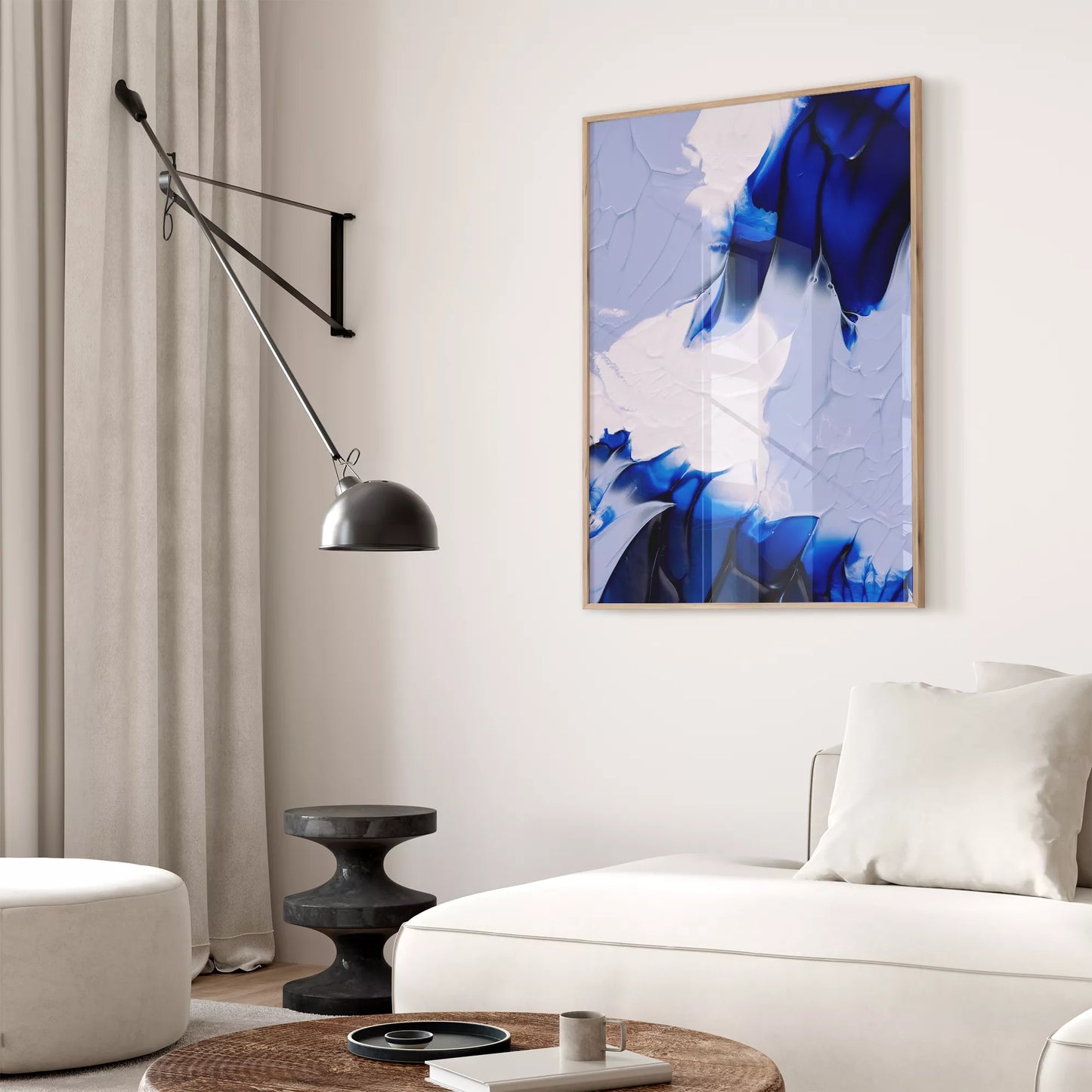 抽象画モダンブルーの壁掛けアートポスター