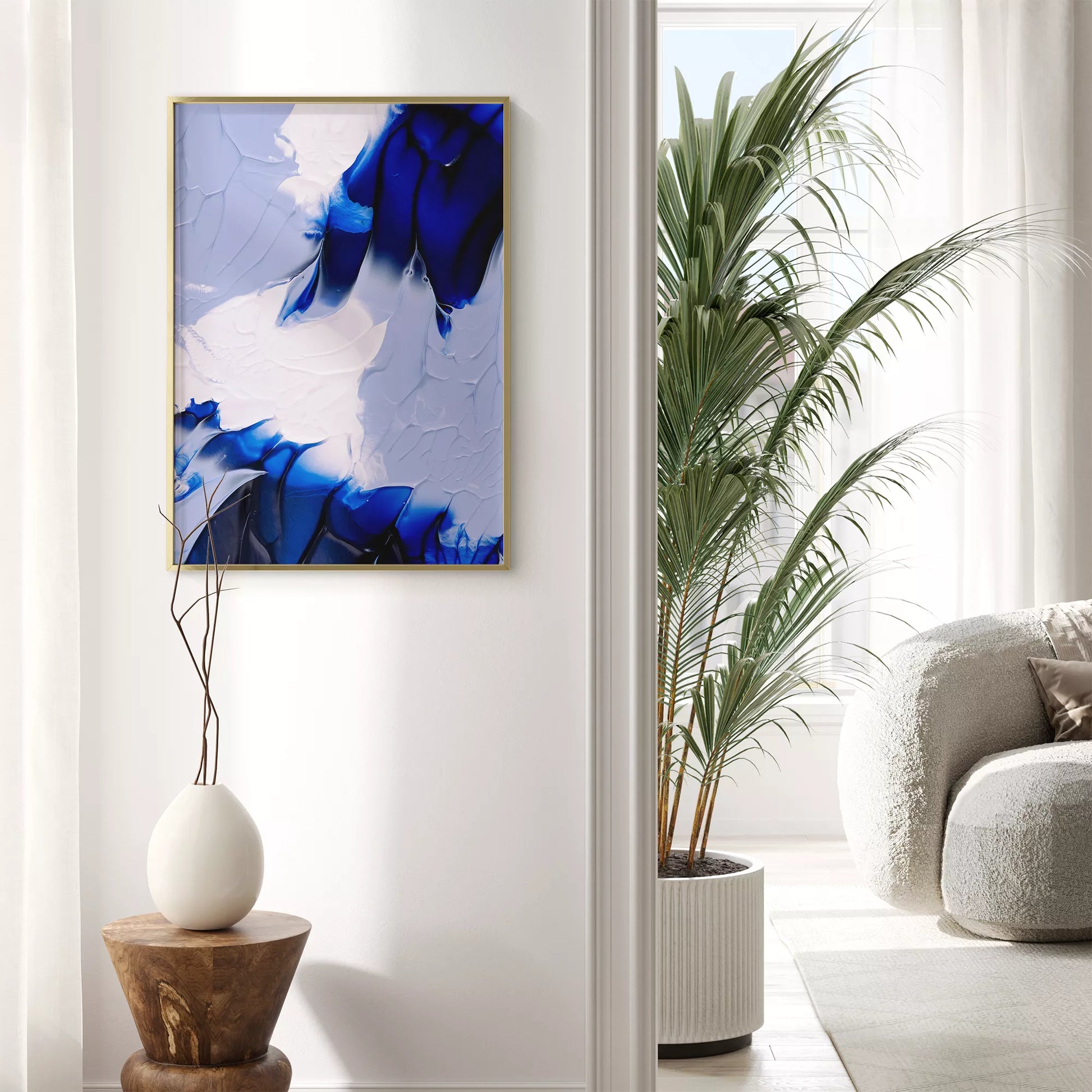 抽象画モダンブルーの壁掛けアートポスター