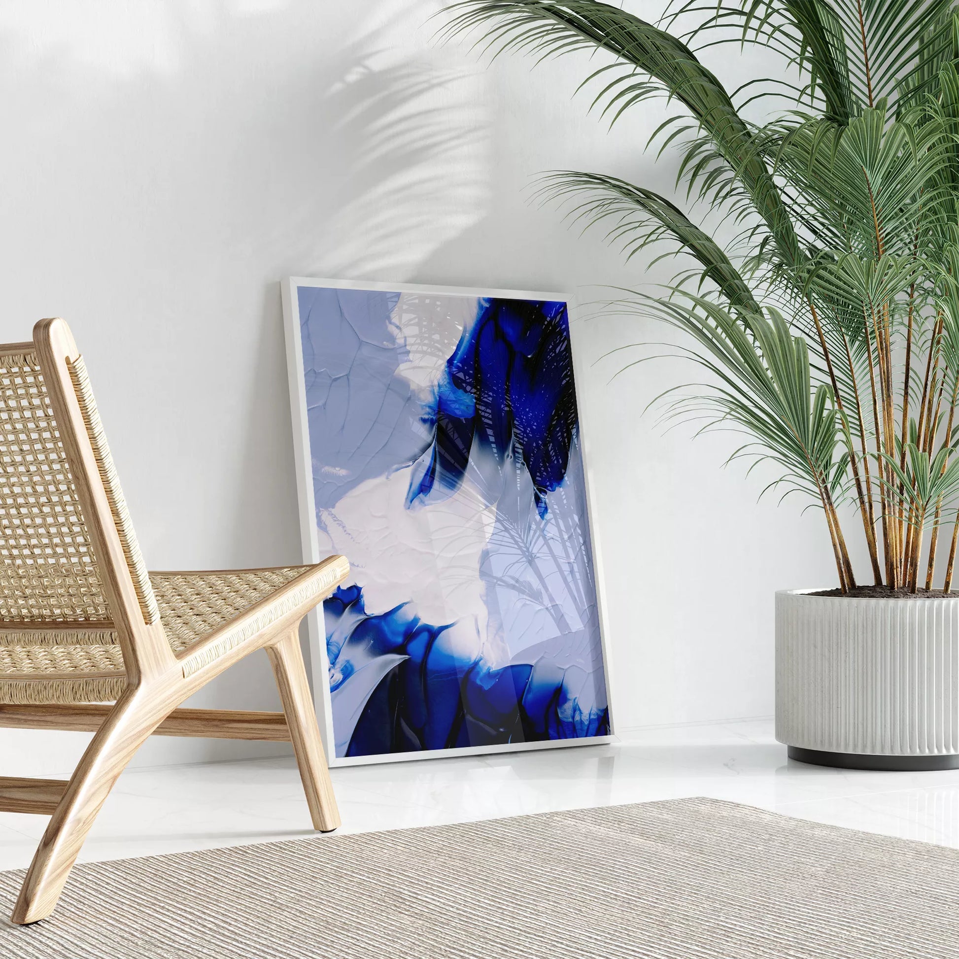 抽象画モダンブルーの壁掛けアートポスター