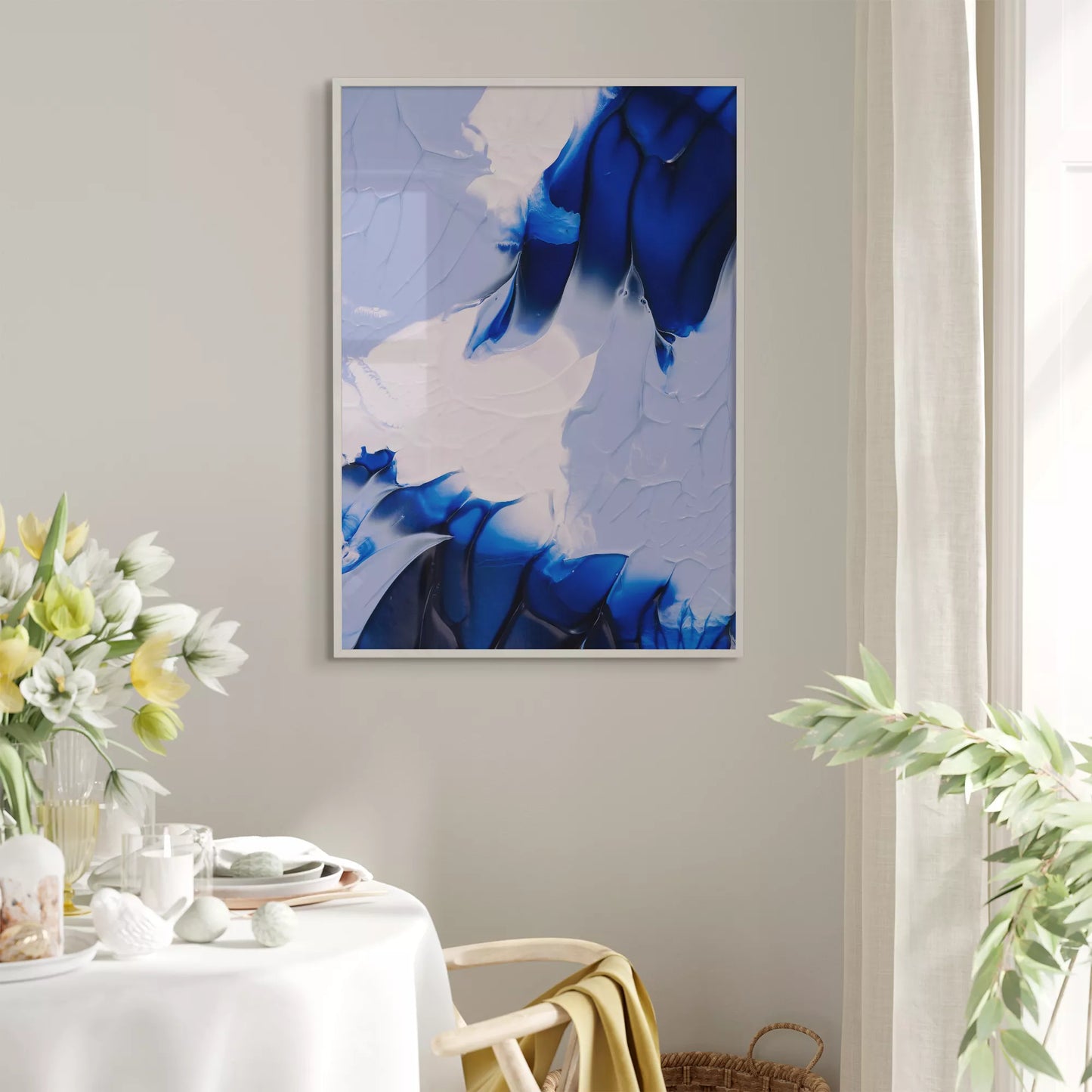 抽象画モダンブルーの壁掛けアートポスター