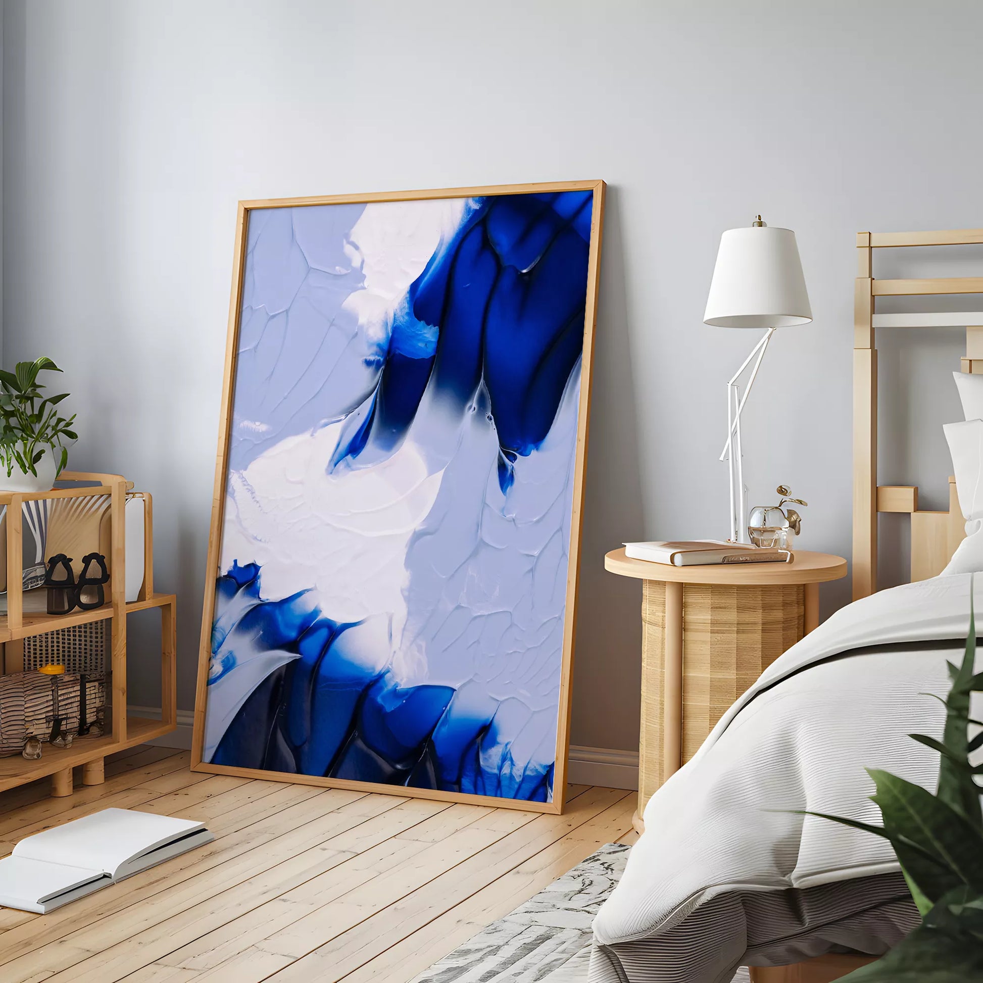 抽象画モダンブルーの壁掛けアートポスター
