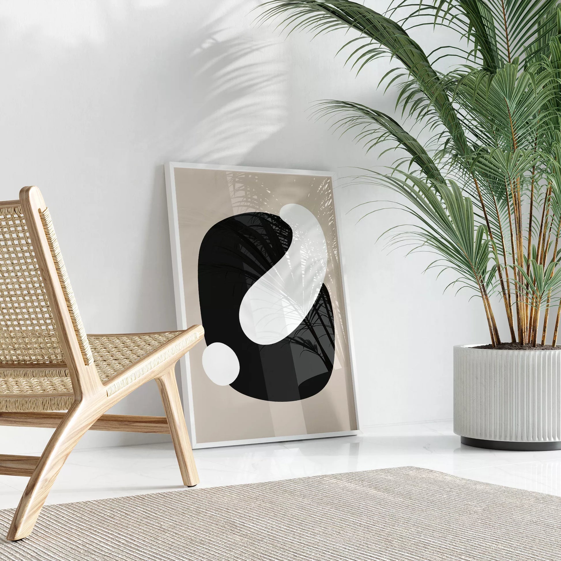 抽象的な黒と白のミニマリストアートポスター、モダンなインテリアに最適