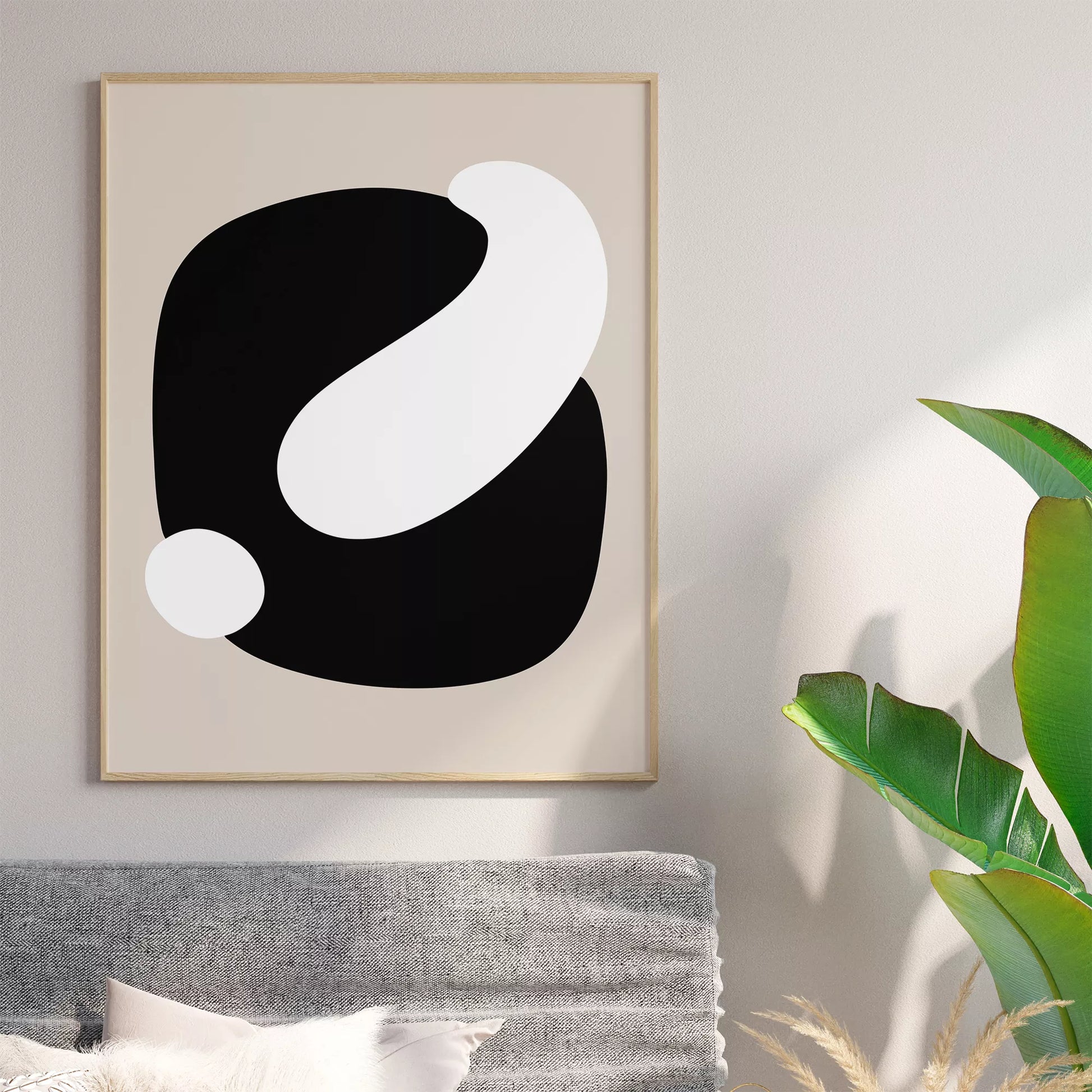 抽象的な黒と白のミニマリストアートポスター、モダンなインテリアに最適