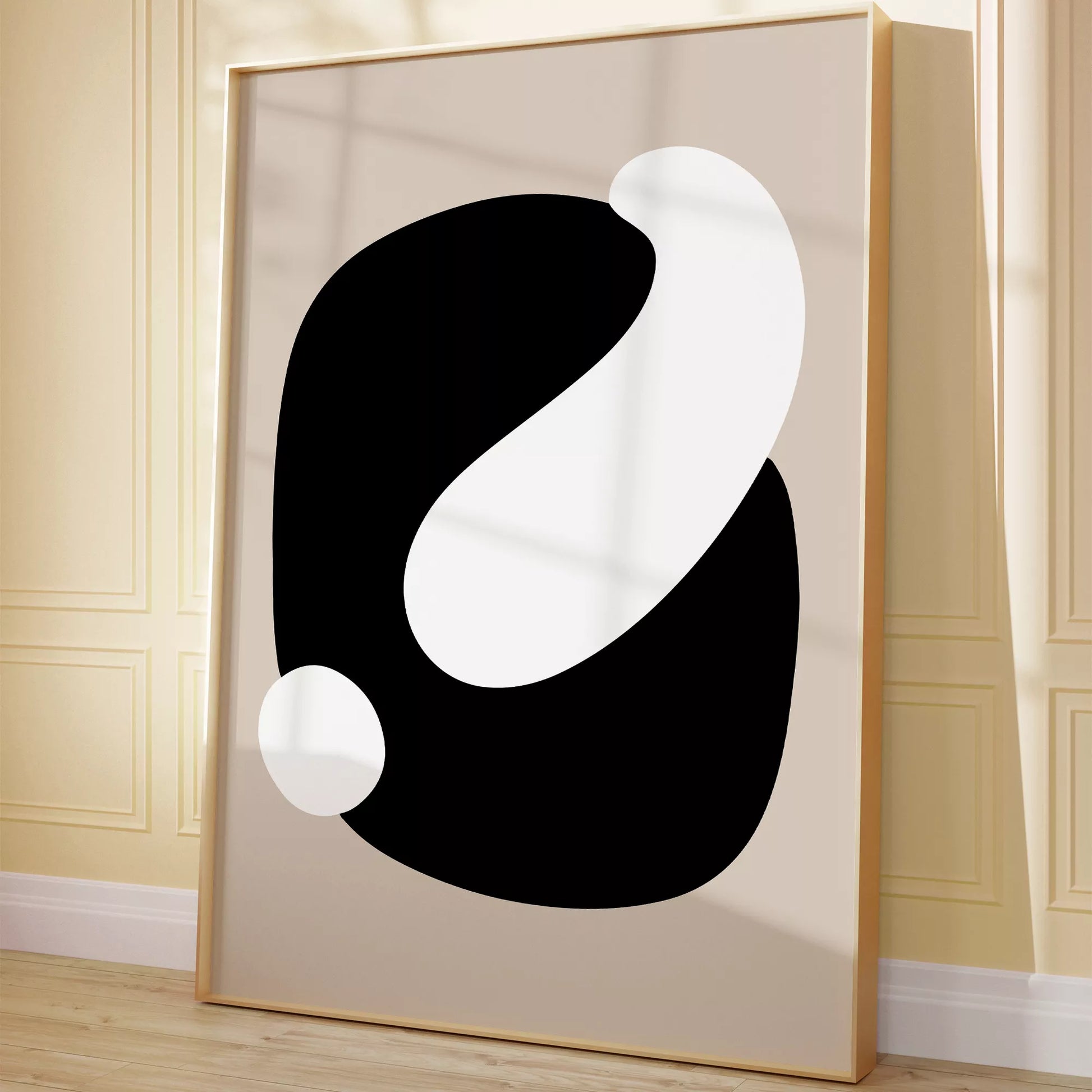 抽象的な黒と白のミニマリストアートポスター、モダンなインテリアに最適