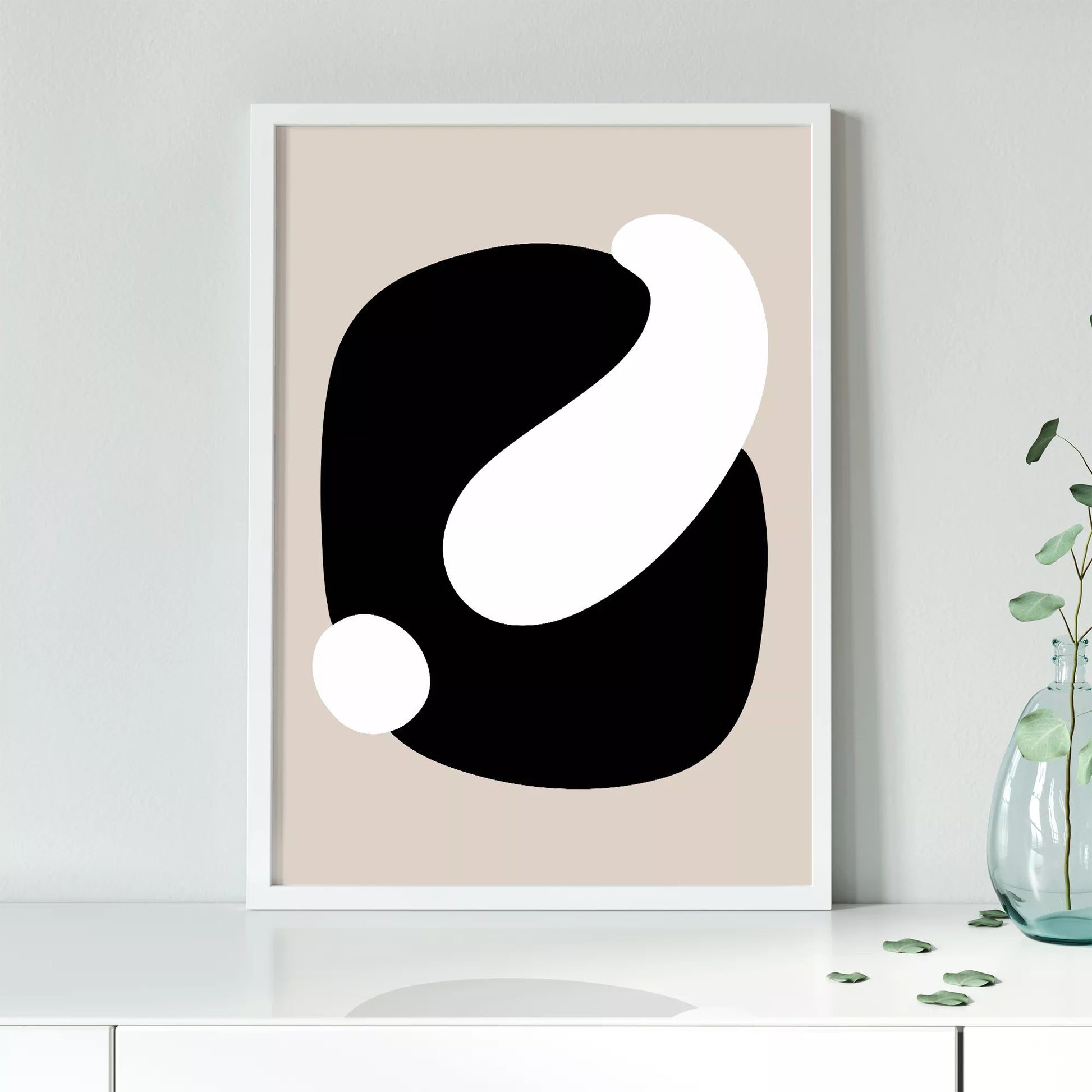 抽象的な黒と白のミニマリストアートポスター、モダンなインテリアに最適