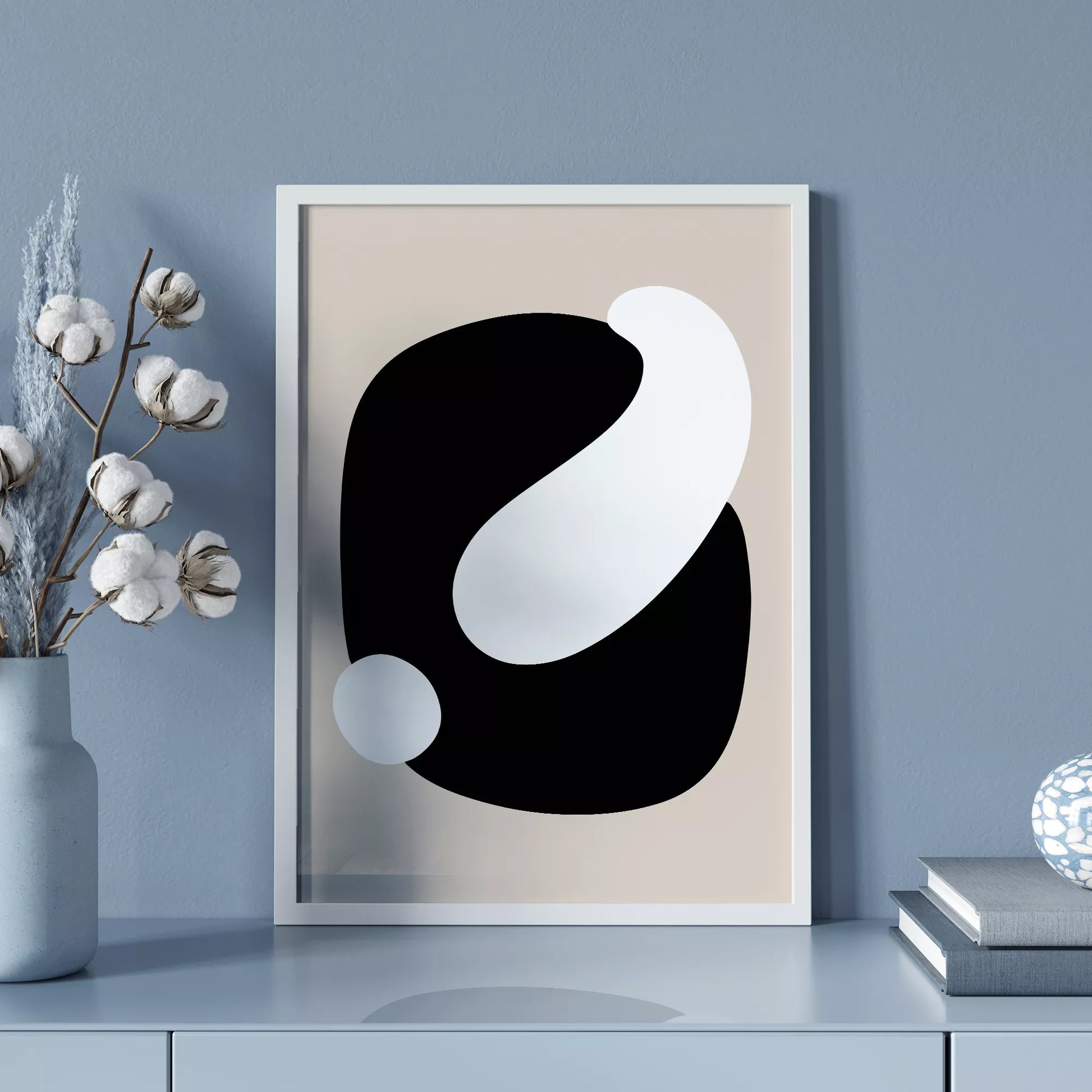 抽象的な黒と白のミニマリストアートポスター、モダンなインテリアに最適
