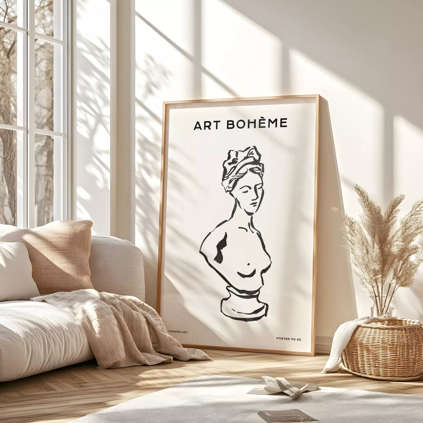 クラシック彫刻ラインアートポスター モダンインテリア ボヘミアンミニマリスト