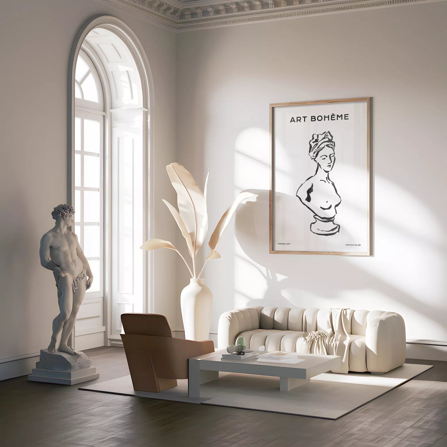 クラシック彫刻ラインアートポスター モダンインテリア ボヘミアンミニマリスト