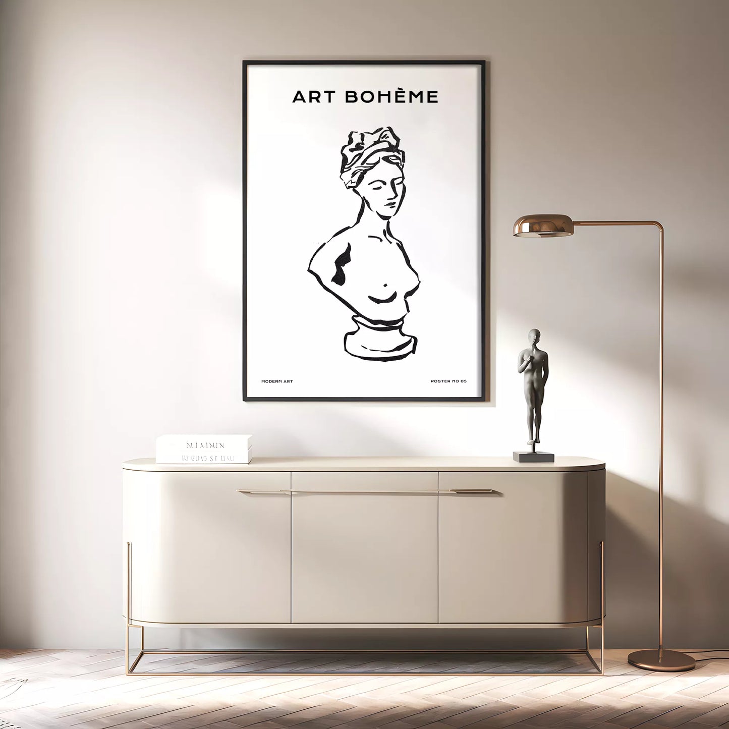 クラシック彫刻ラインアートポスター モダンインテリア ボヘミアンミニマリスト
