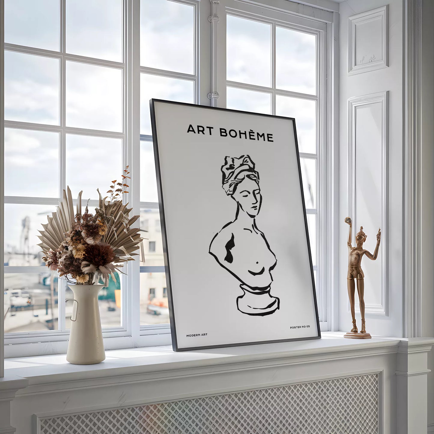 クラシック彫刻ラインアートポスター モダンインテリア ボヘミアンミニマリスト