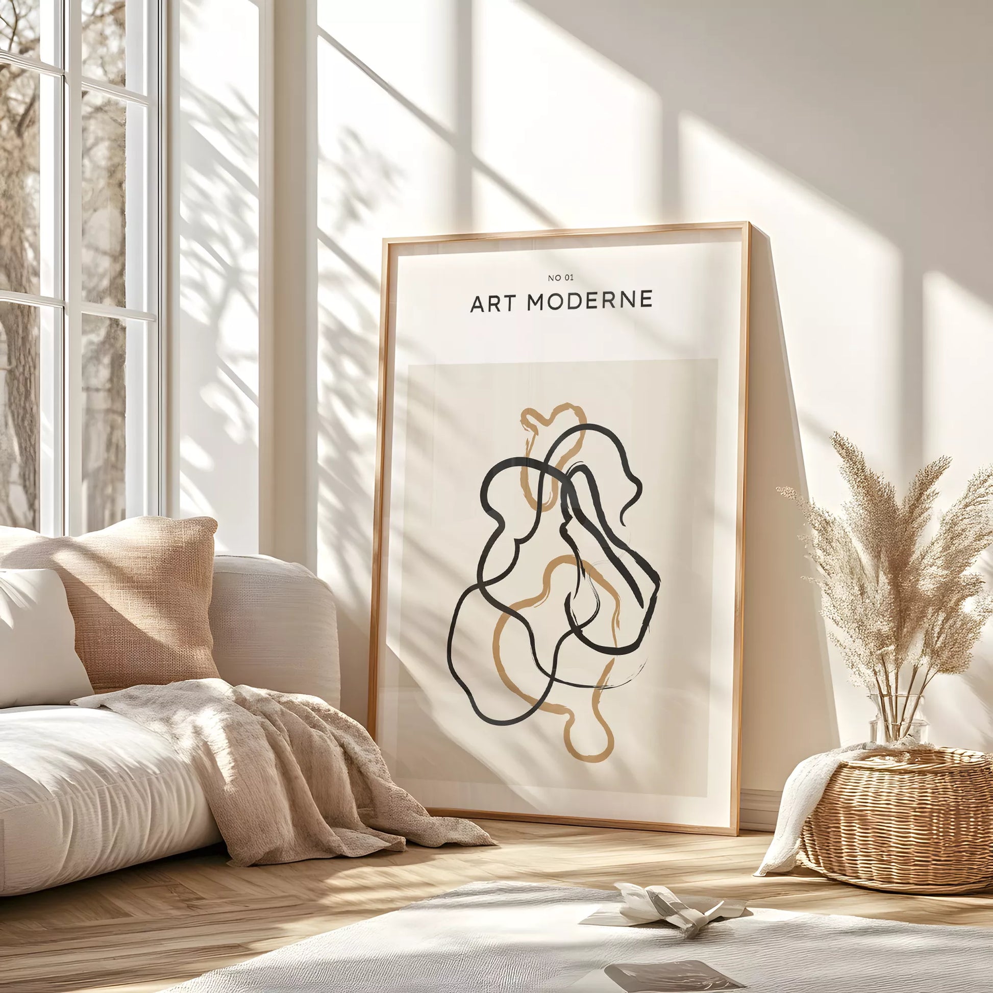 北欧ミニマリスト花瓶ボタニカルアートポスター ベージュ ボヘミアン ジャパンディ