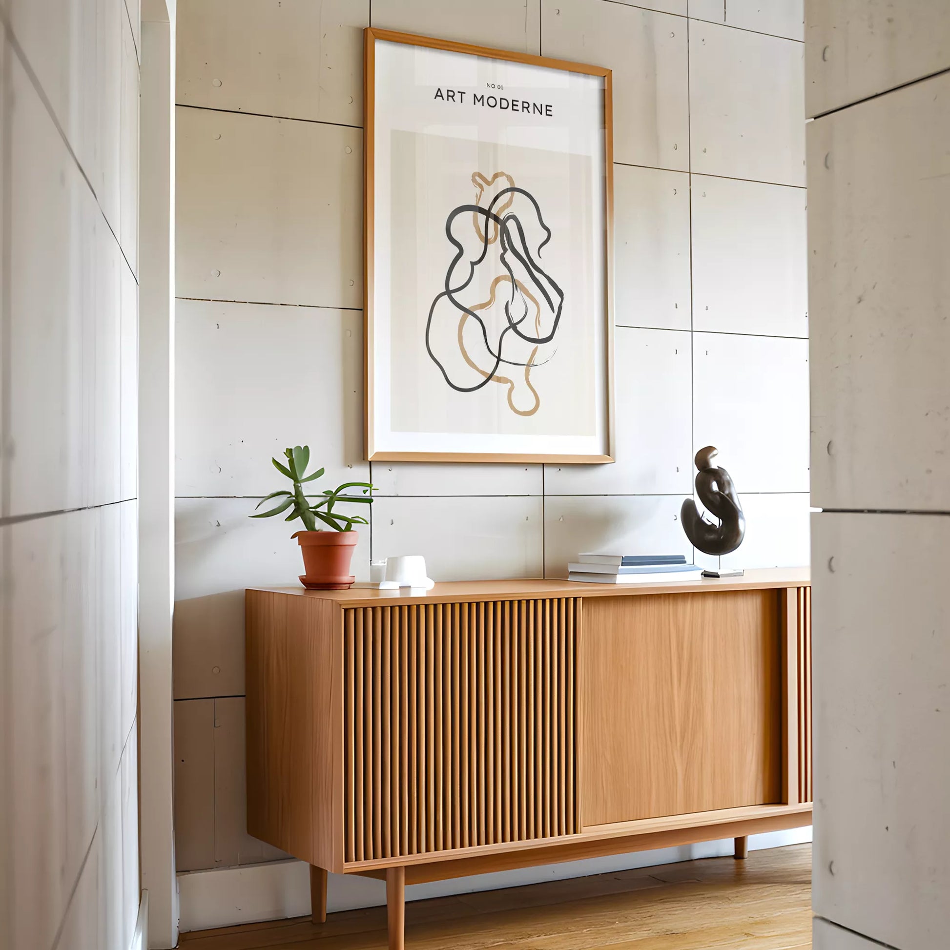 北欧ミニマリスト花瓶ボタニカルアートポスター ベージュ ボヘミアン ジャパンディ