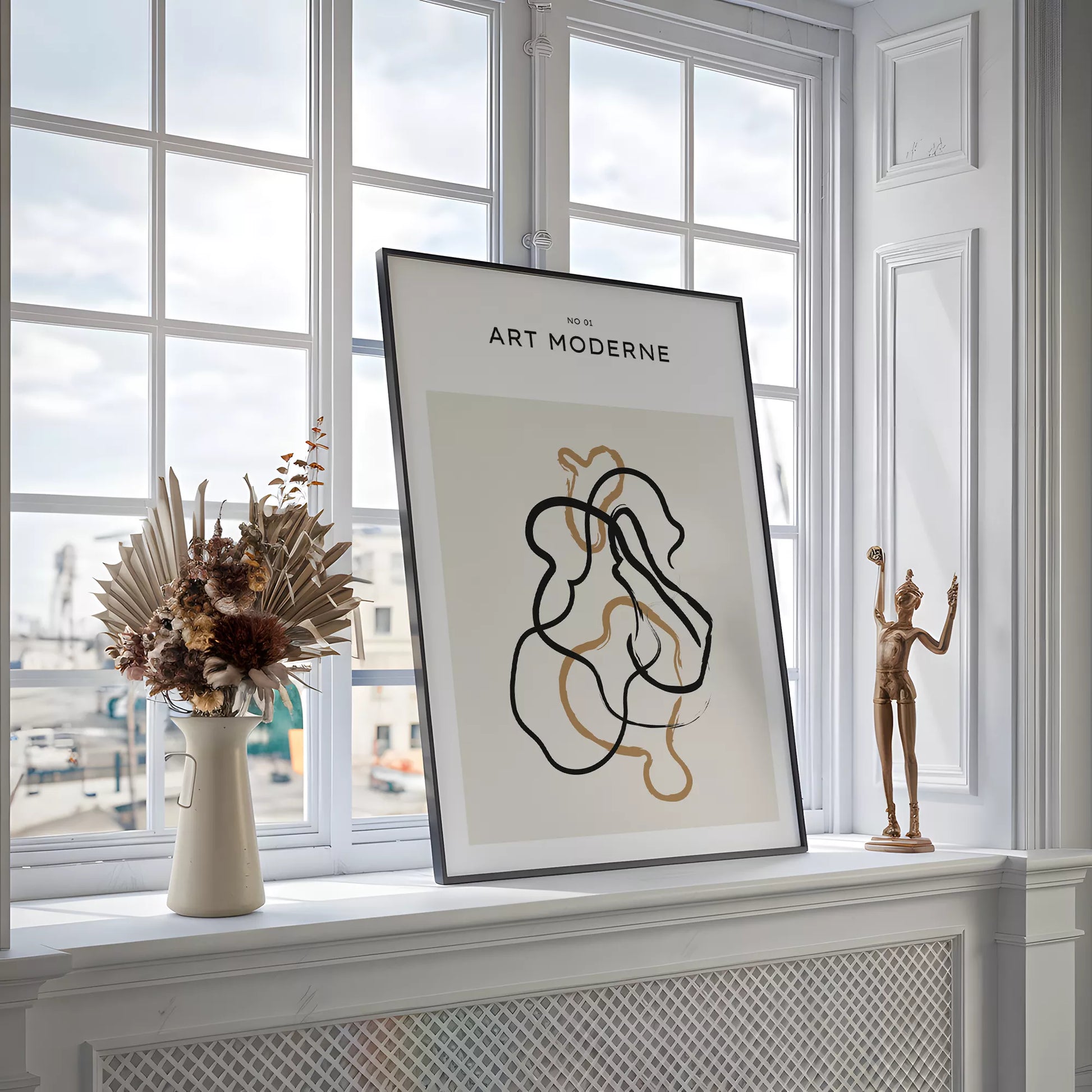 北欧ミニマリスト花瓶ボタニカルアートポスター ベージュ ボヘミアン ジャパンディ