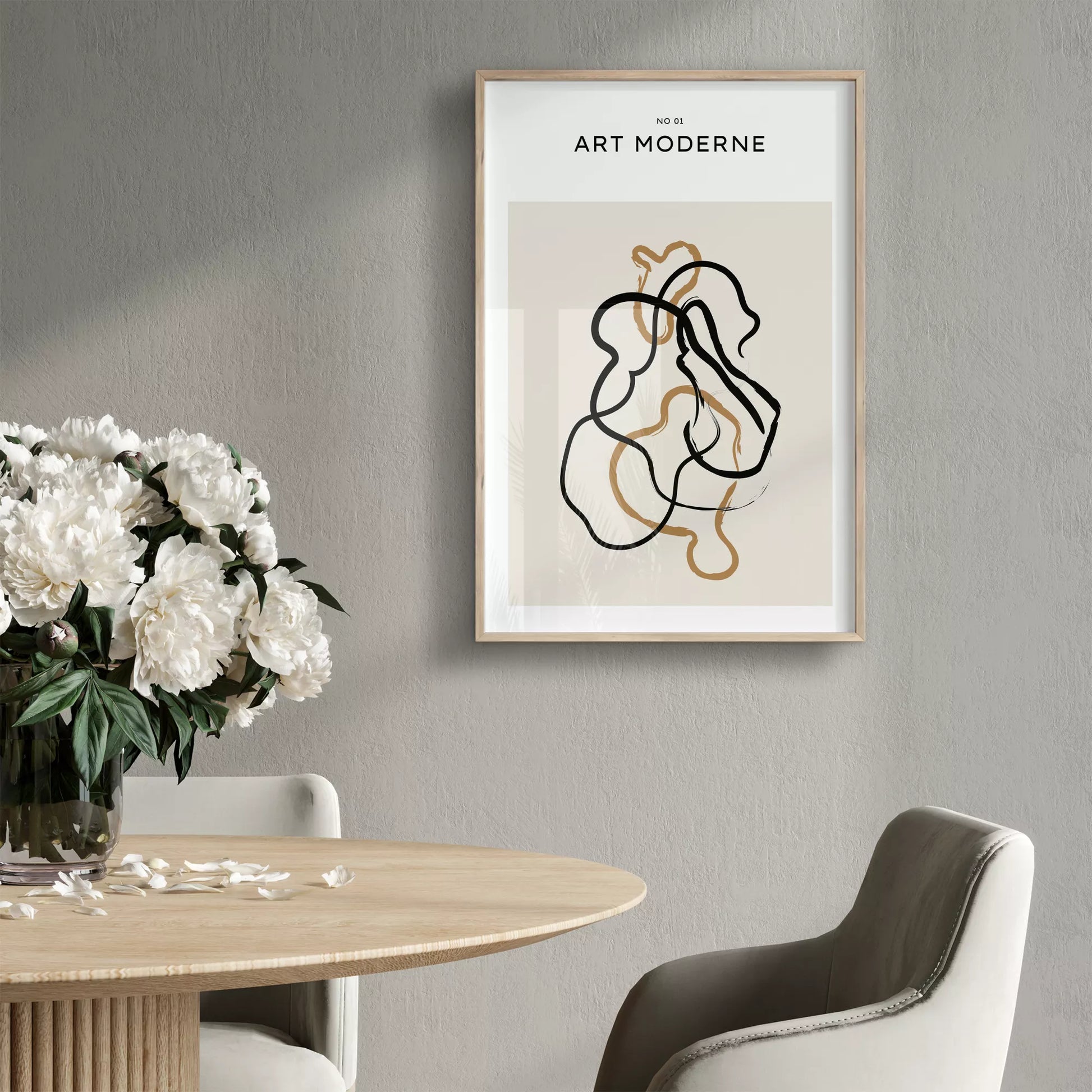 北欧ミニマリスト花瓶ボタニカルアートポスター ベージュ ボヘミアン ジャパンディ