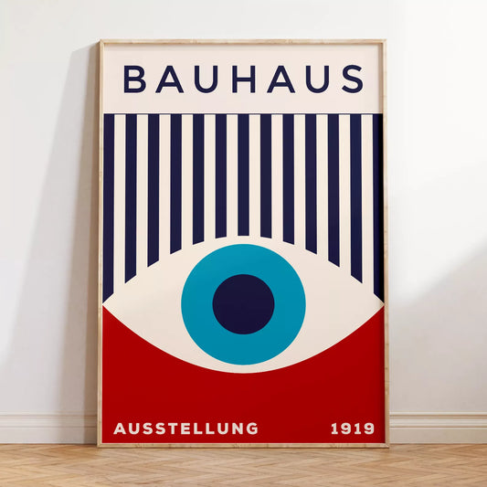 バウハウスデザインのモダンアートポスター、幾何学的な形状と鮮やかな色彩を特徴とした壁掛け用インテリアポスター