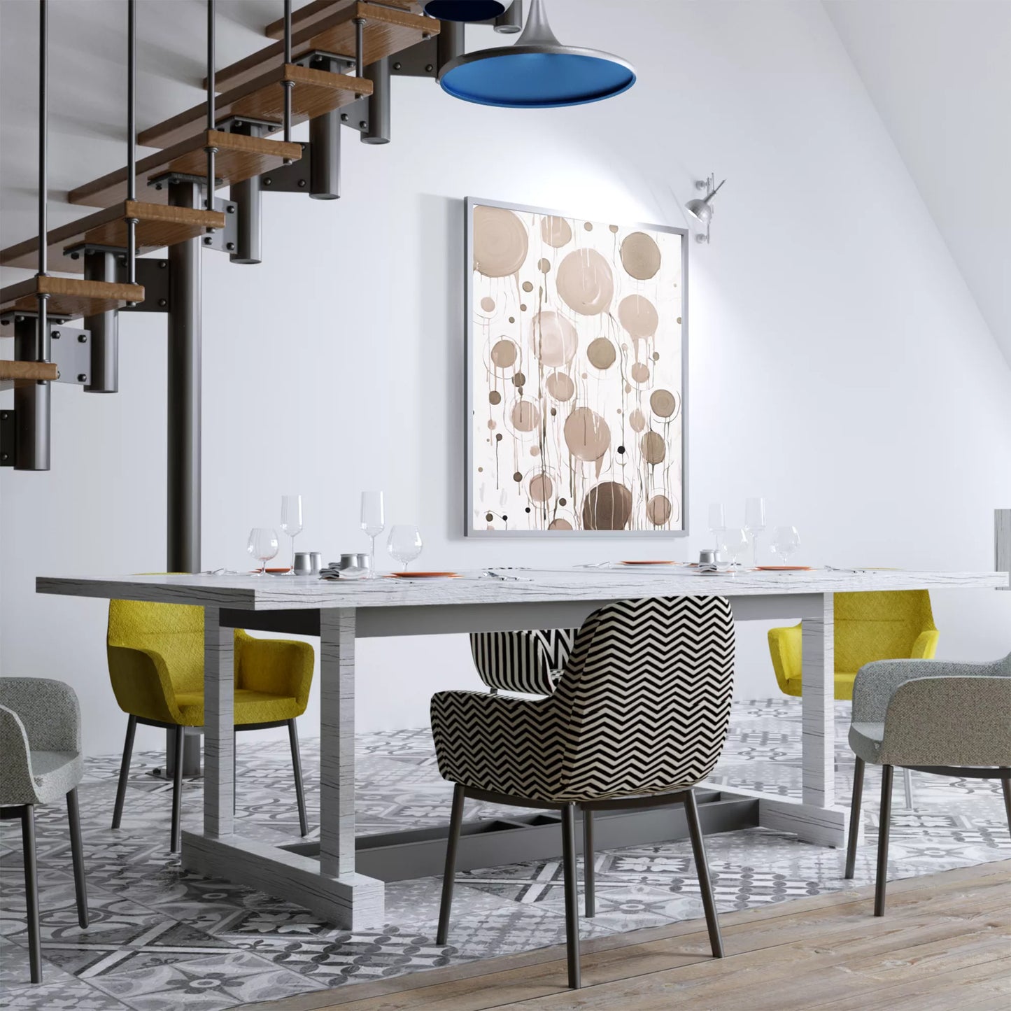 ベージュトーンの抽象的な円形アートデザイン、モダンな壁掛けアート