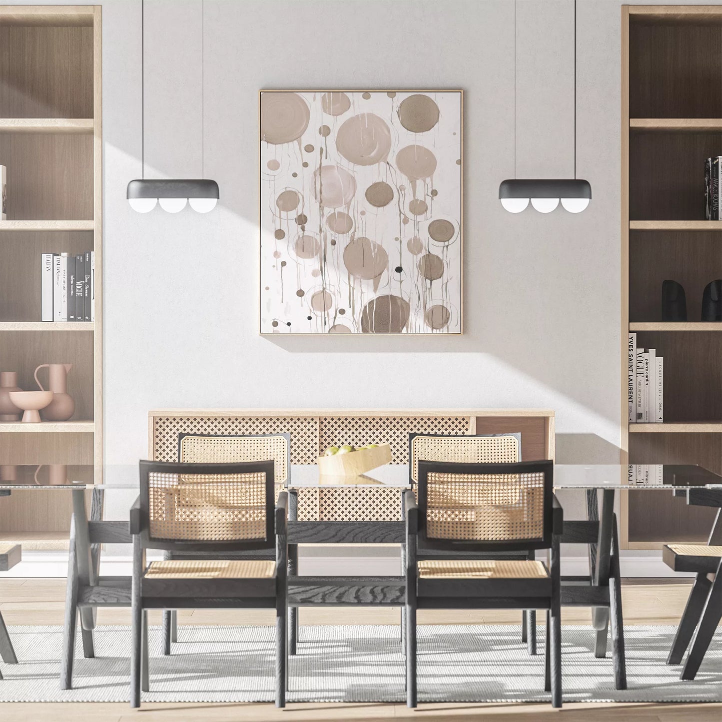 ベージュトーンの抽象的な円形アートデザイン、モダンな壁掛けアート