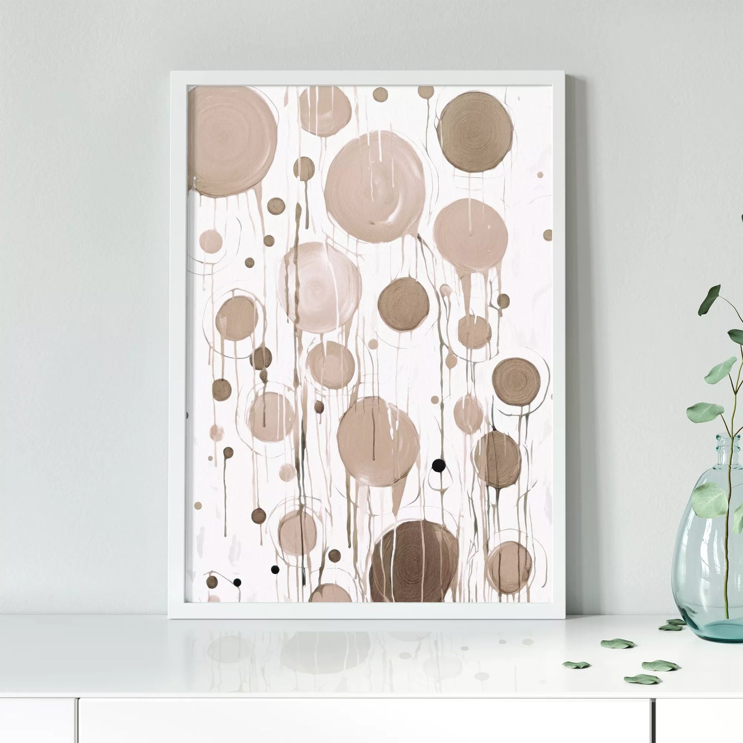 ベージュトーンの抽象的な円形アートデザイン、モダンな壁掛けアート