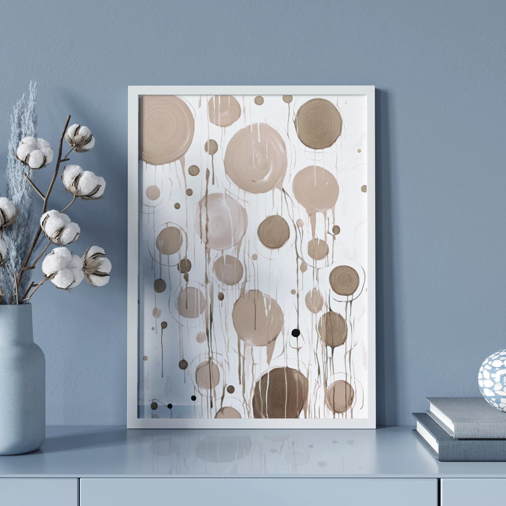 ベージュトーンの抽象的な円形アートデザイン、モダンな壁掛けアート