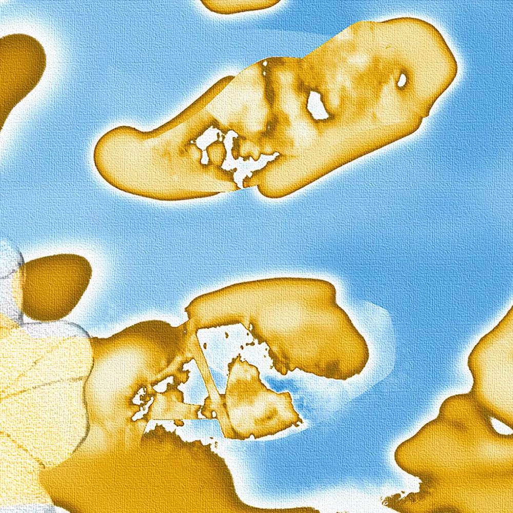 青と金の抽象的な花柄アート3枚セット、モダンな壁掛けデザイン