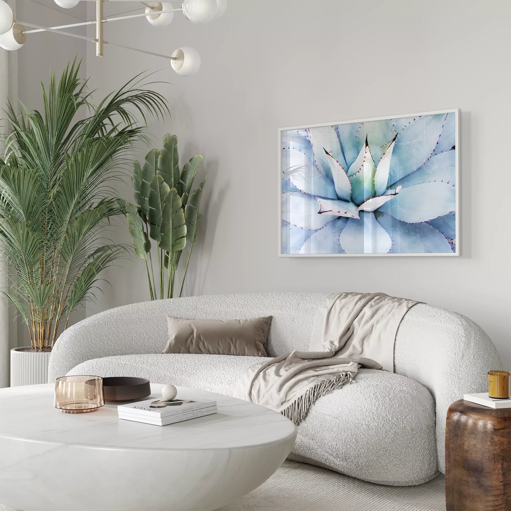 青みがかった多肉植物のクローズアップアートプリント