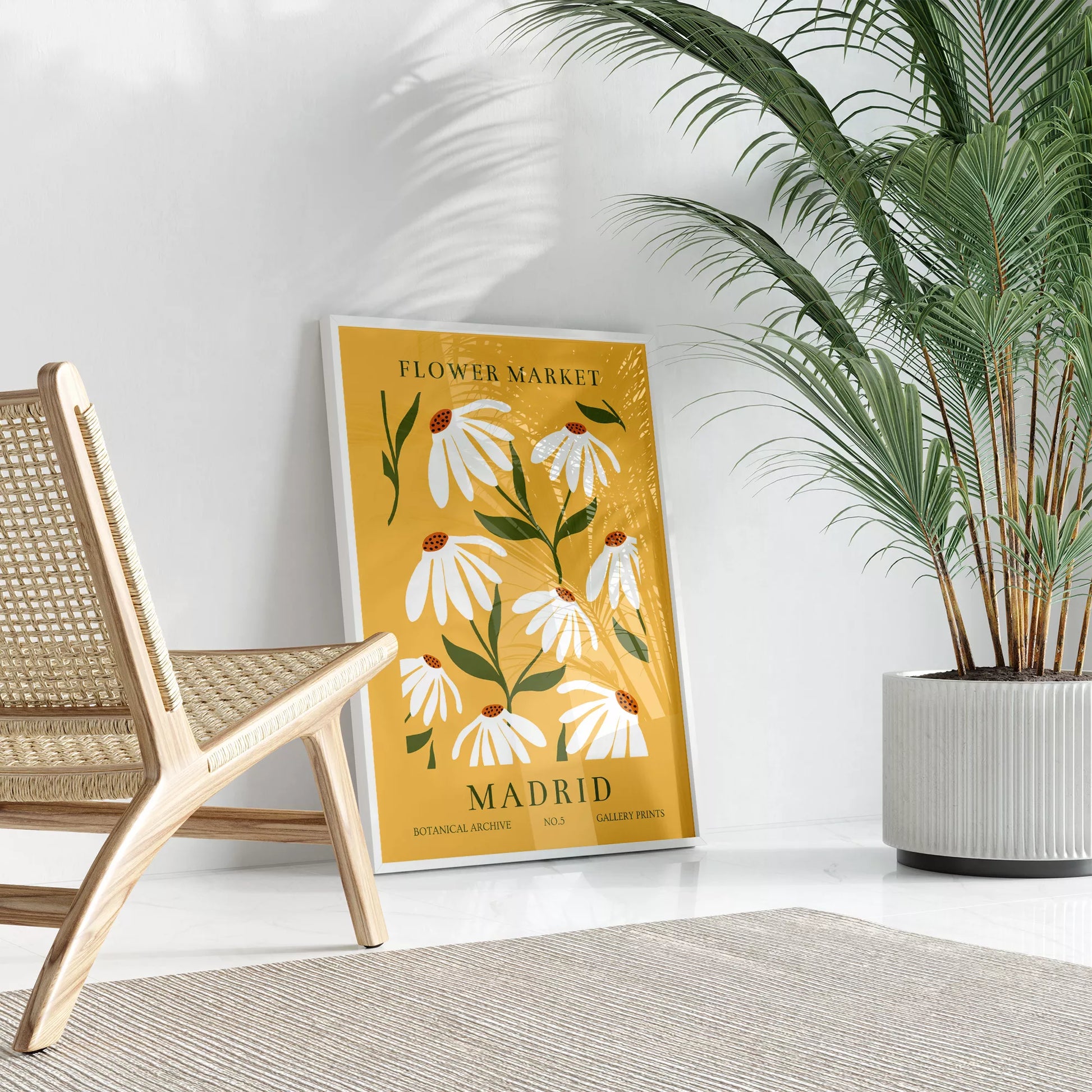 マドリッドの花市場、ヴィンテージ風マーガレットデザイン