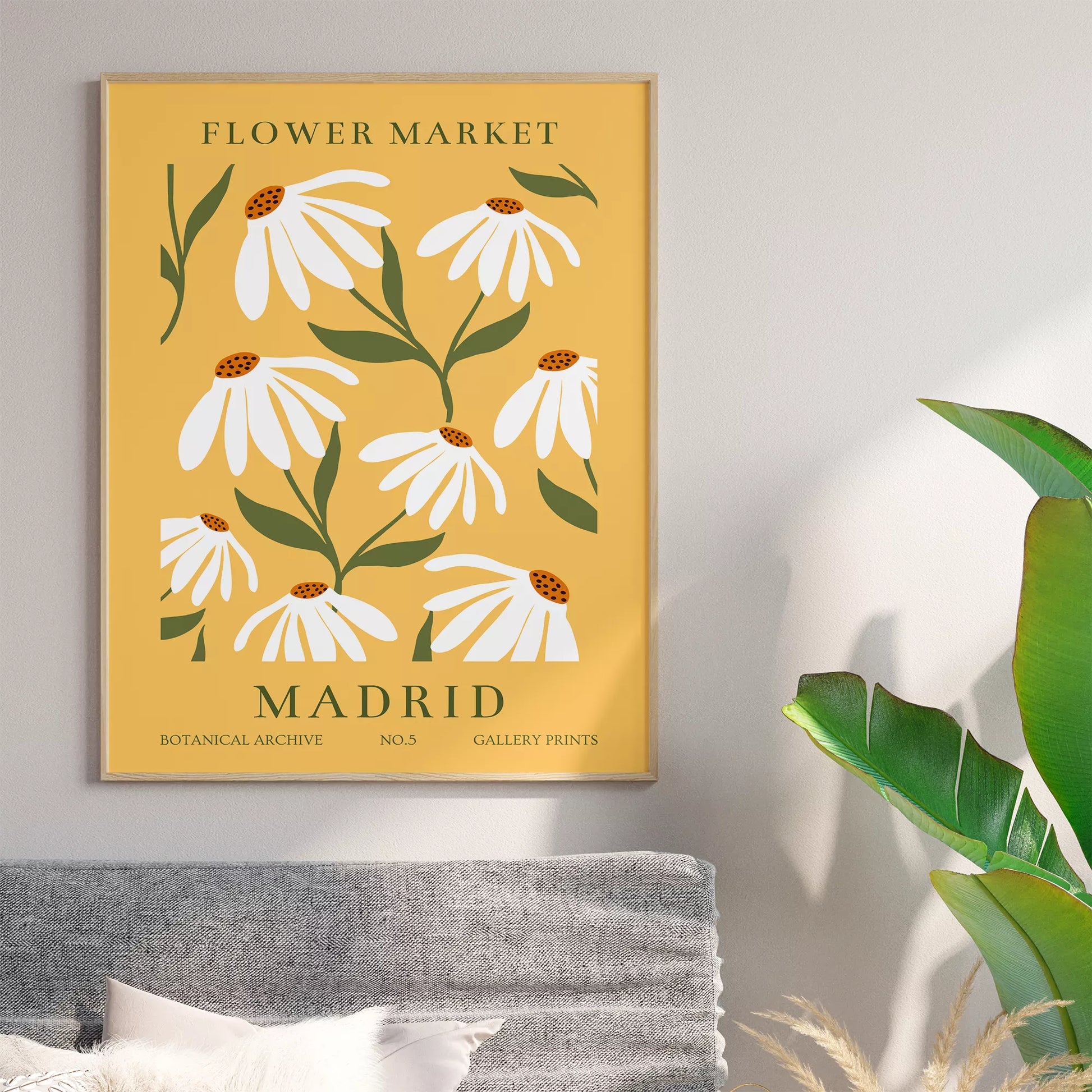 マドリッドの花市場、ヴィンテージ風マーガレットデザイン