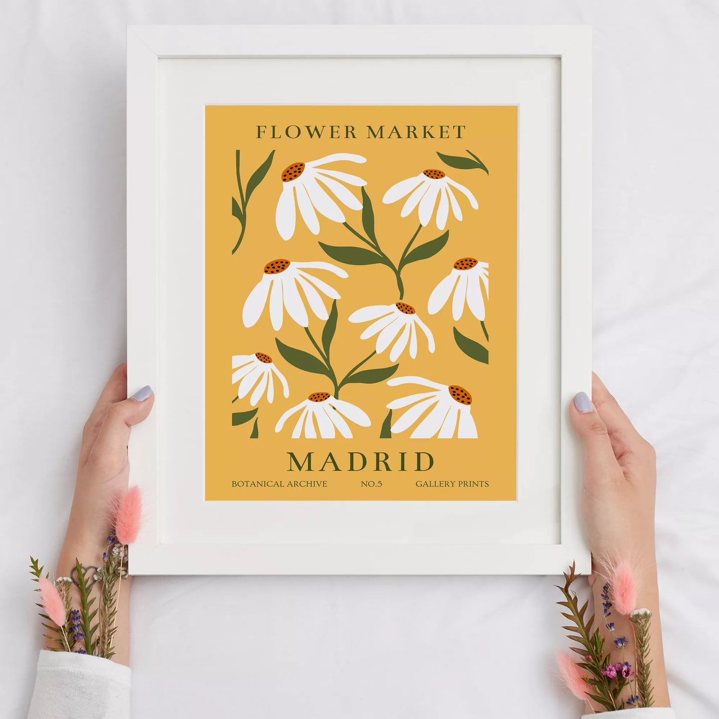 マドリッドの花市場、ヴィンテージ風マーガレットデザイン